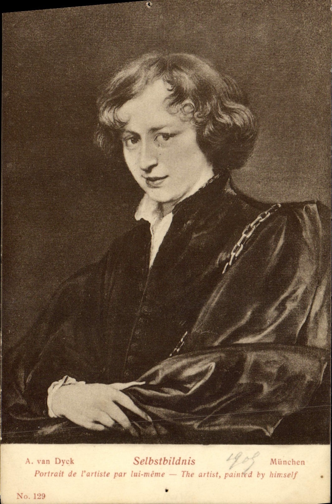 VINTAGE POSTCARD Van Dyck Selbstbildnis Portrait of the artist