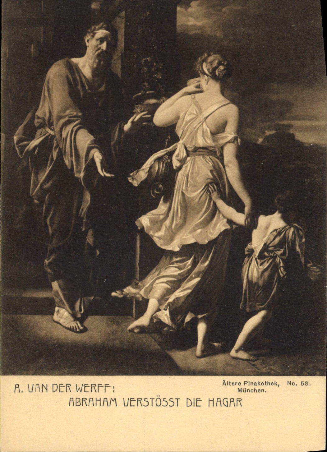 VINTAGE POSTCARD Van Dyck Werff Abraham Verstosst Die Hagar