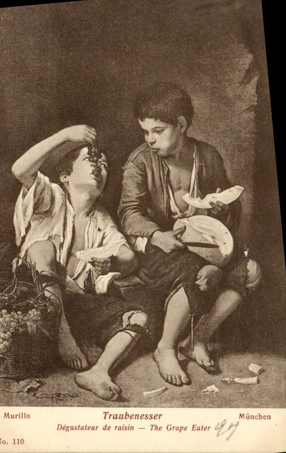 VINTAGE POSTCARD Van Dyck Traubenesser Taster of grape