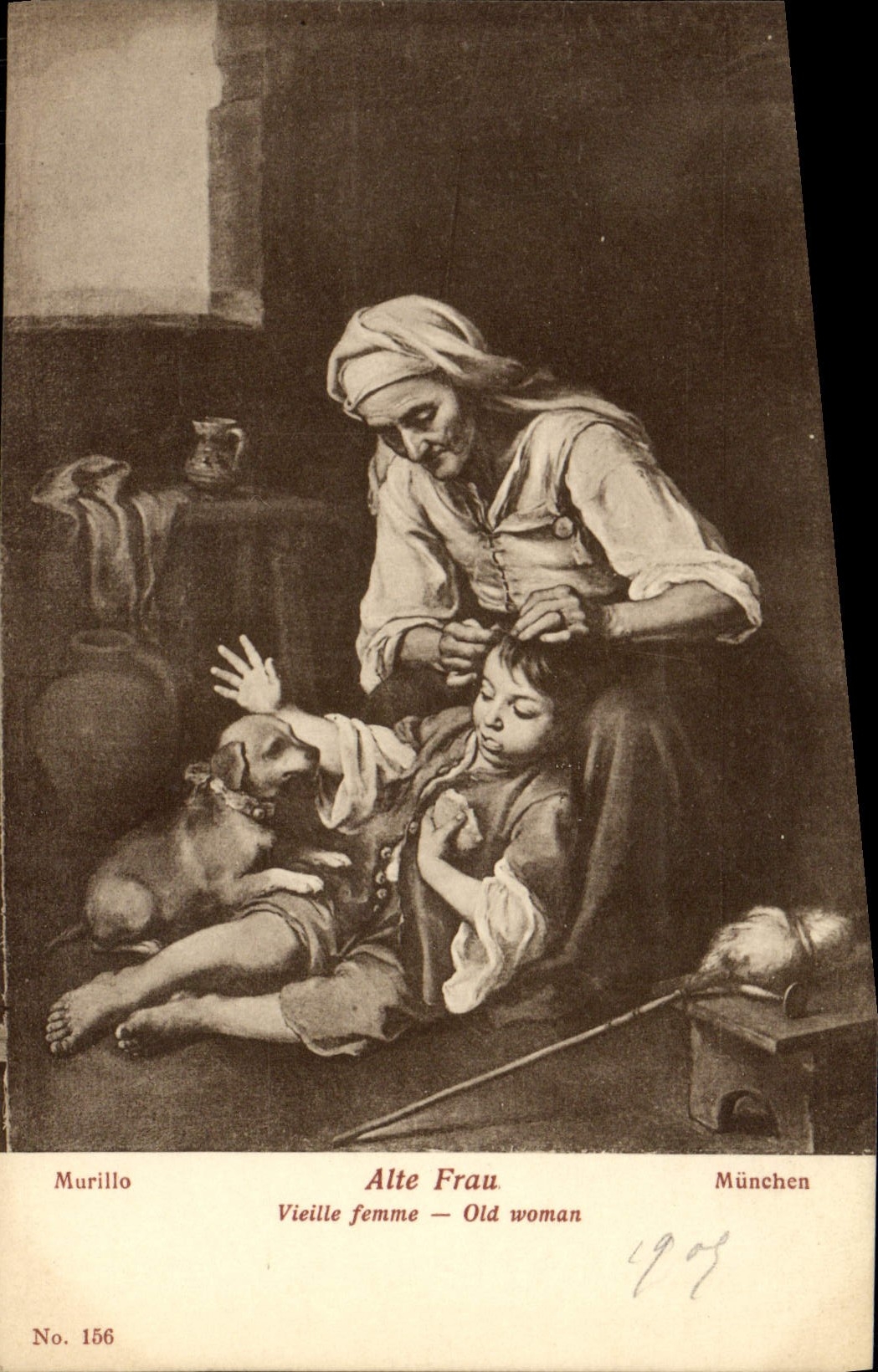 VINTAGE POSTCARD Alte Frau Munchen Old woman
