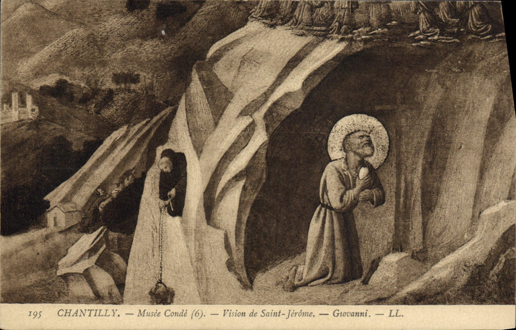 VINTAGE POSTCARD Chantilly Museum Cop Vision of Saint Jerome Giovanni