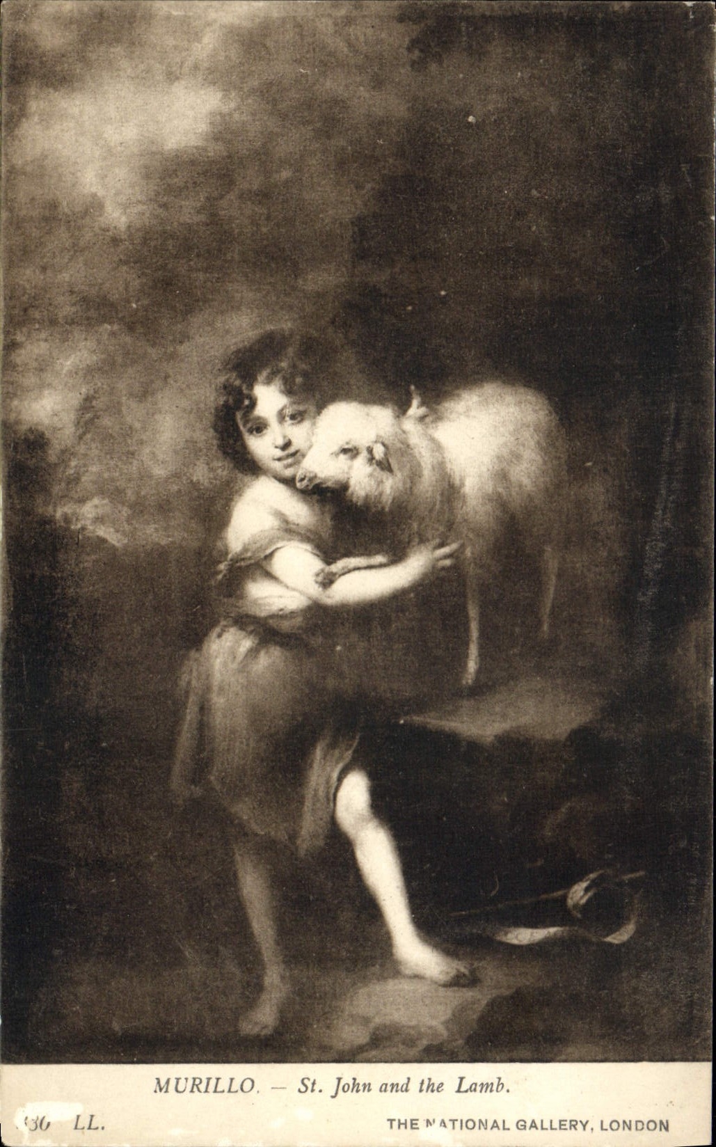 VINTAGE POSTCARD Murillo St John and the Lamb The London National Gallery