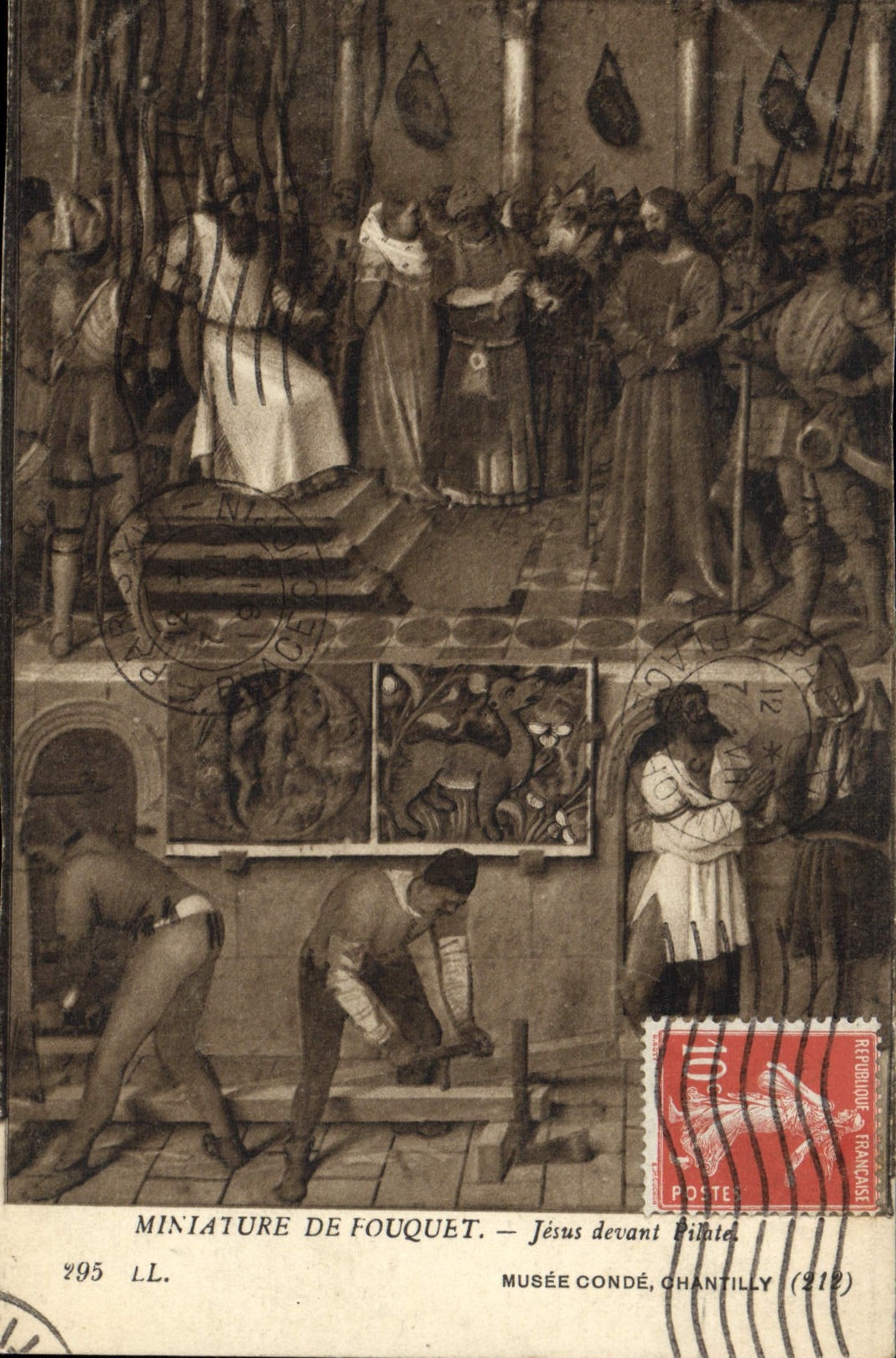 VINTAGE POSTCARD Miniature of Fouquet Jesus in front of Pilatel Museum Chantilly Cop