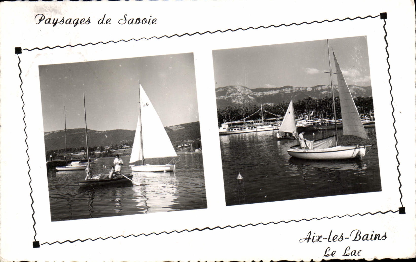 MODERN CARD Aix les Bains edges of the Lake of Le Bourget Boats