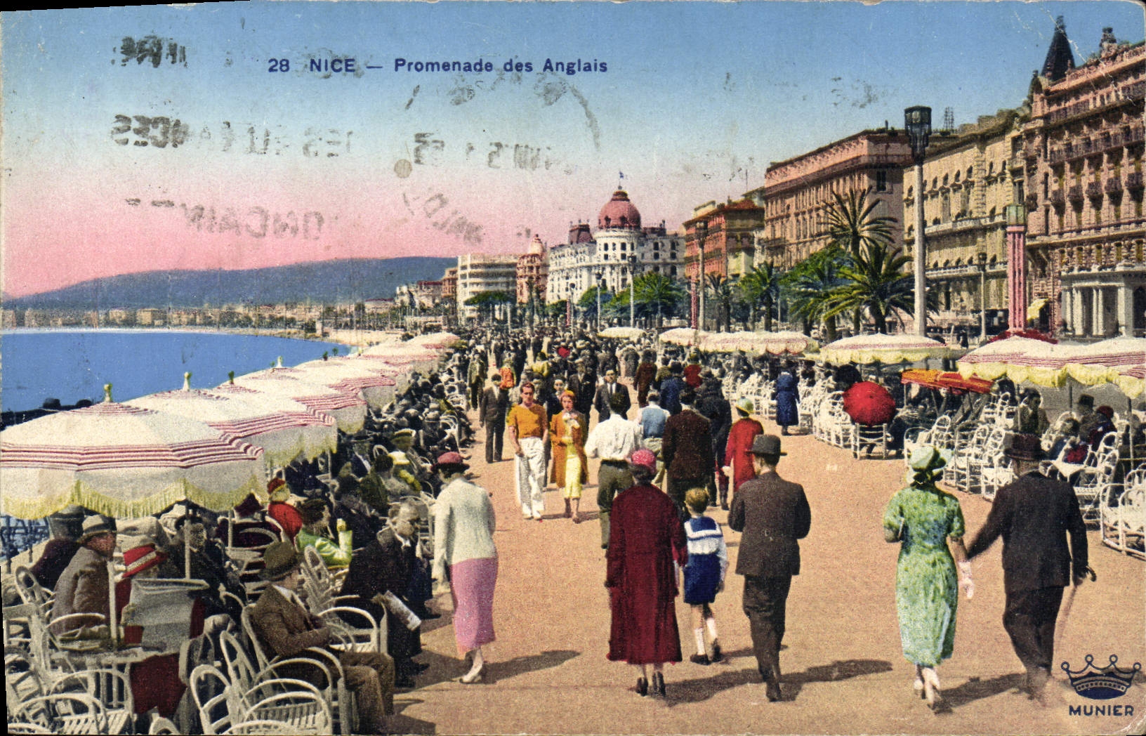 POSTAL Niza Promeande de la VENDIMIA del inglés