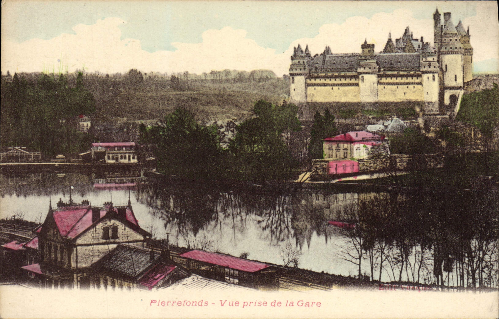 POSTAL Pierrefonds de la VENDIMIA vista de la estación