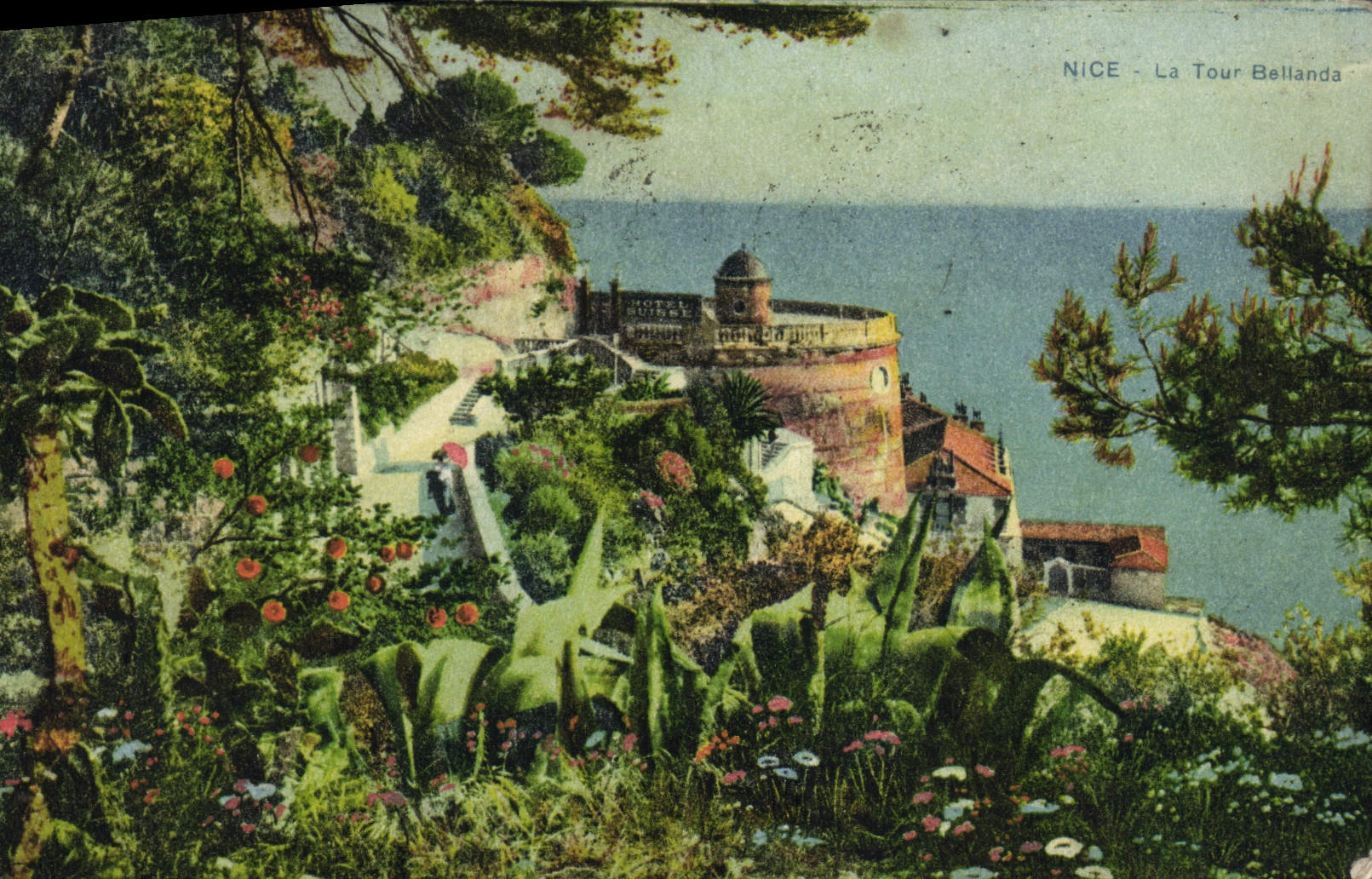 POSTAL de la VENDIMIA Niza la torre de Bellanda