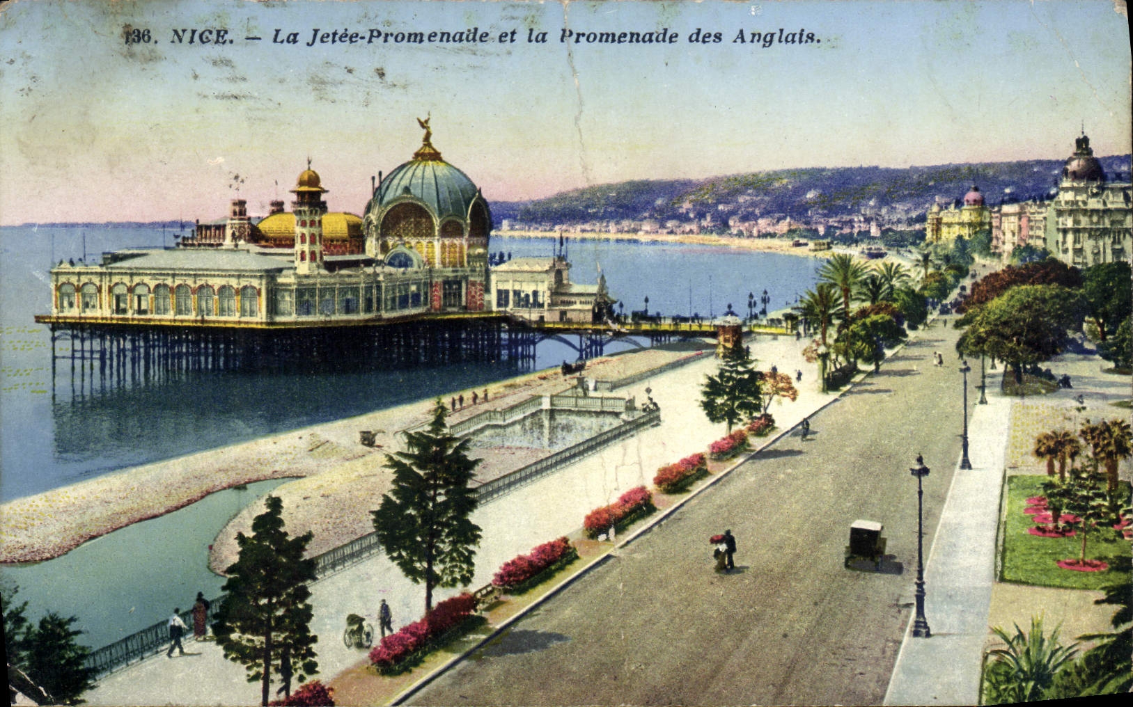 POSTAL de la VENDIMIA Niza el embarcadero de Promeande y la caminata del inglés