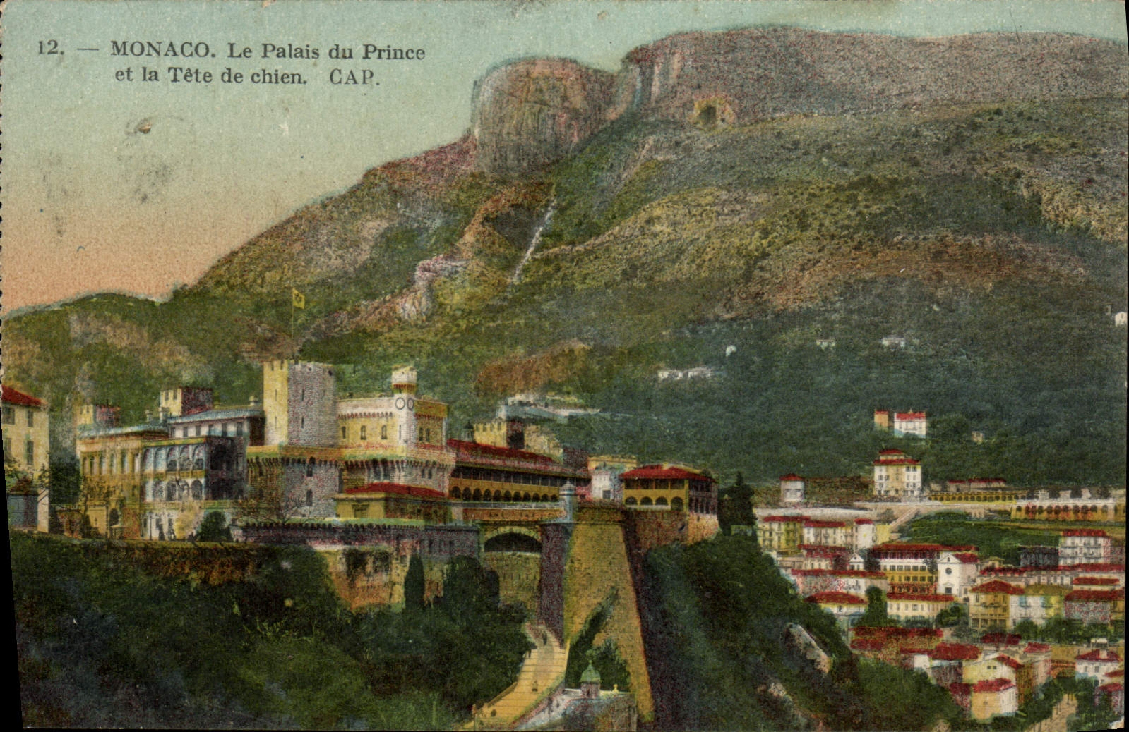 CPA Monaco le Palais du Prince et la Tete de chien