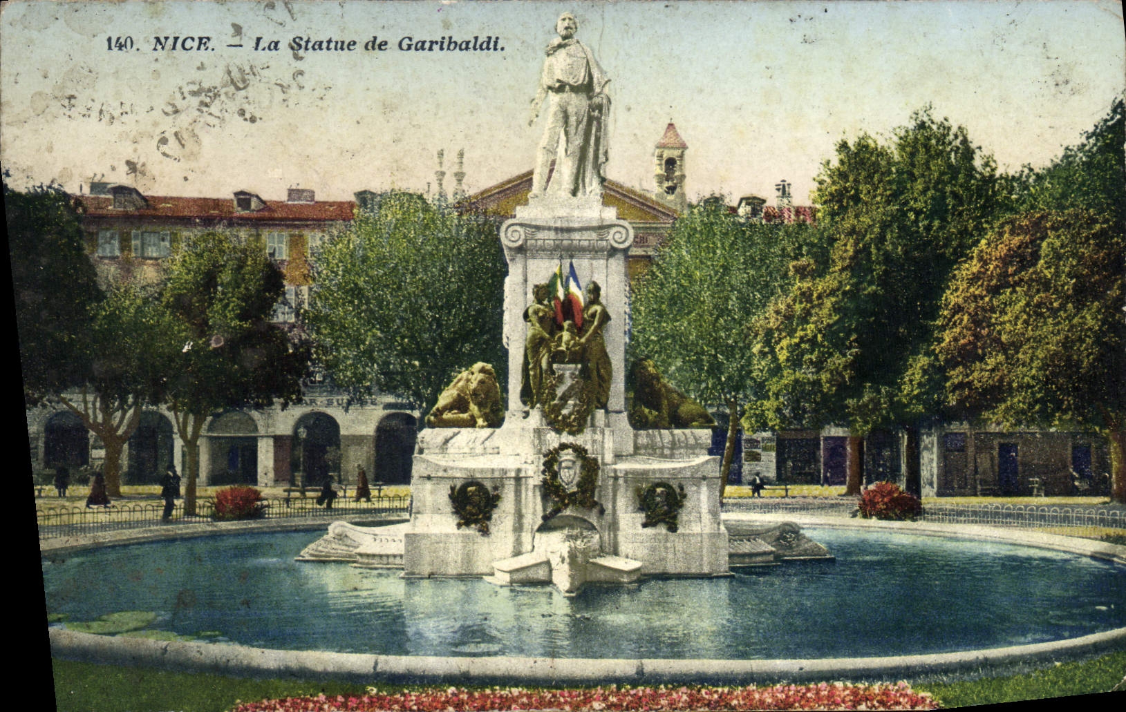 De la POSTAL de la VENDIMIA Niza estatua de Garibaldi