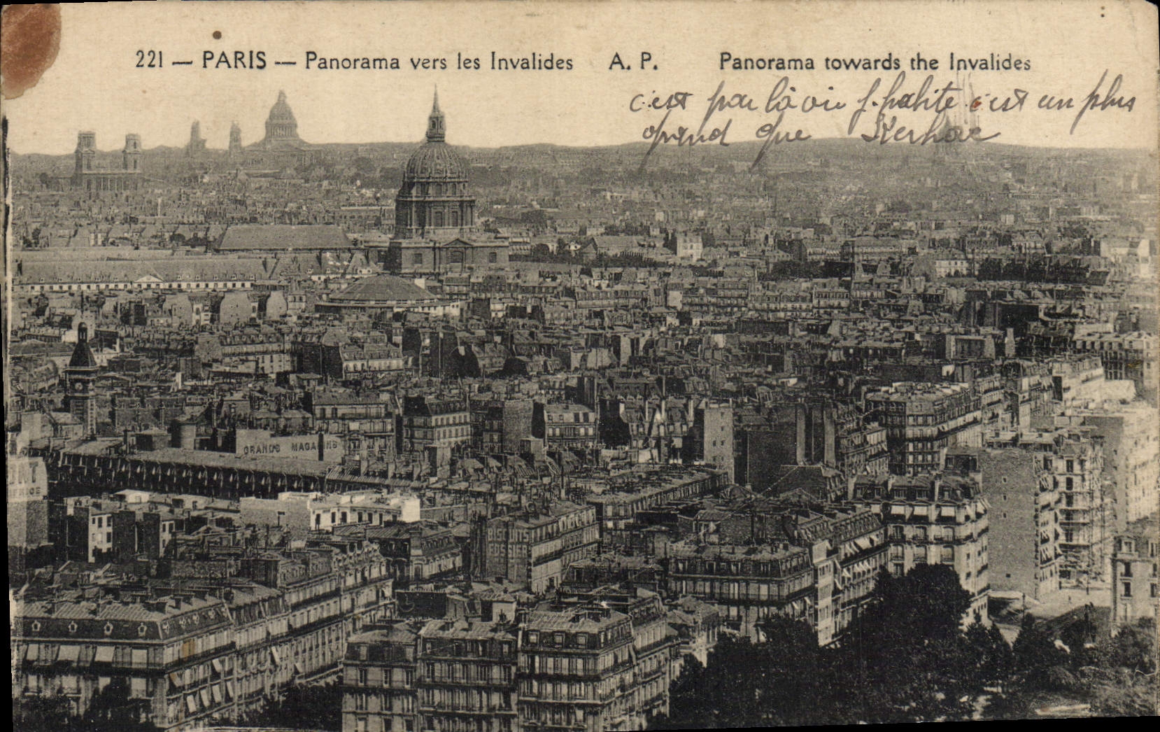 VINTAGE POSTCARD Paris Panorama towards the Invalids