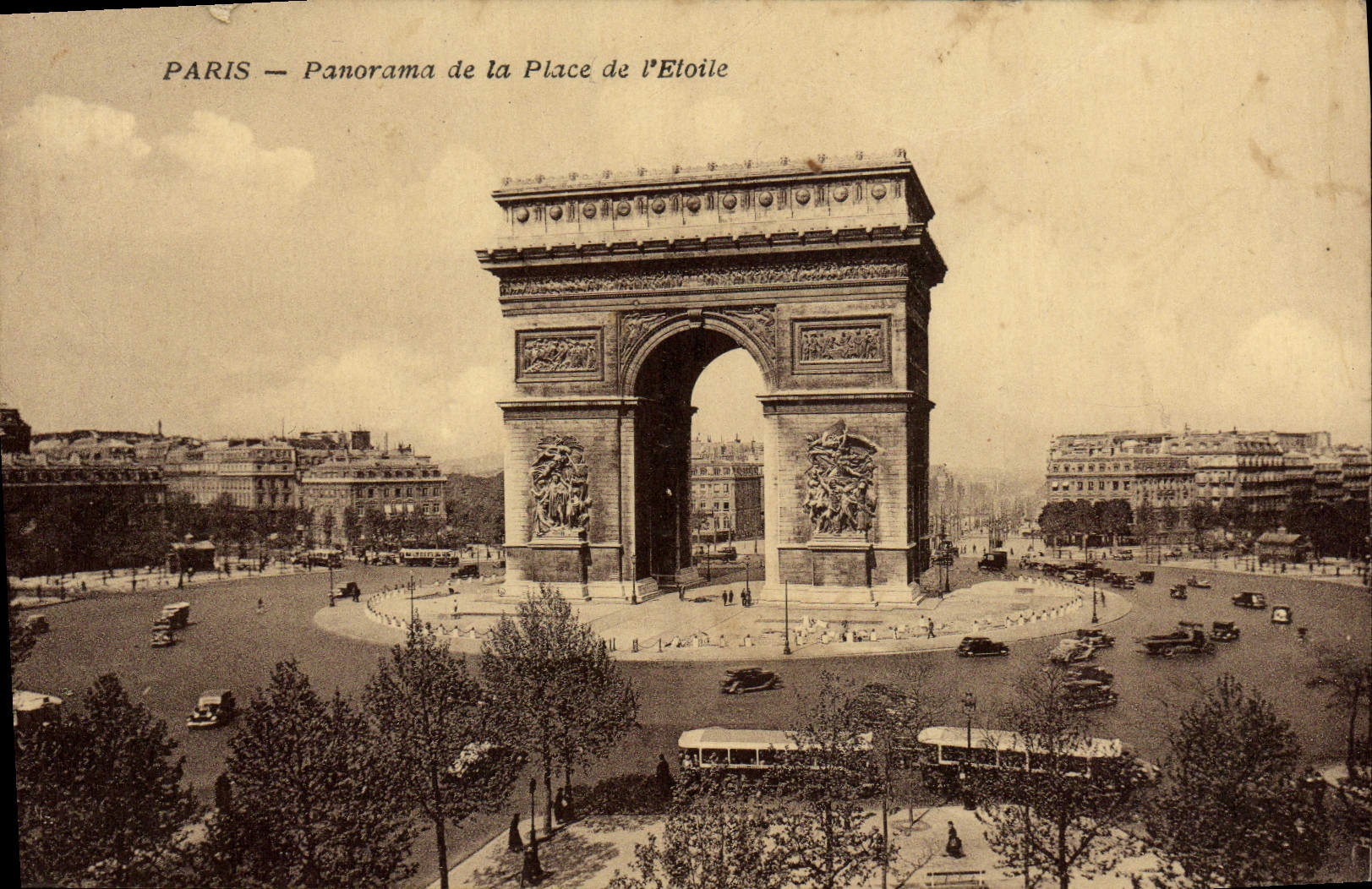 VINTAGE POSTCARD Paris Panorama Of the Place De I' Etoile
