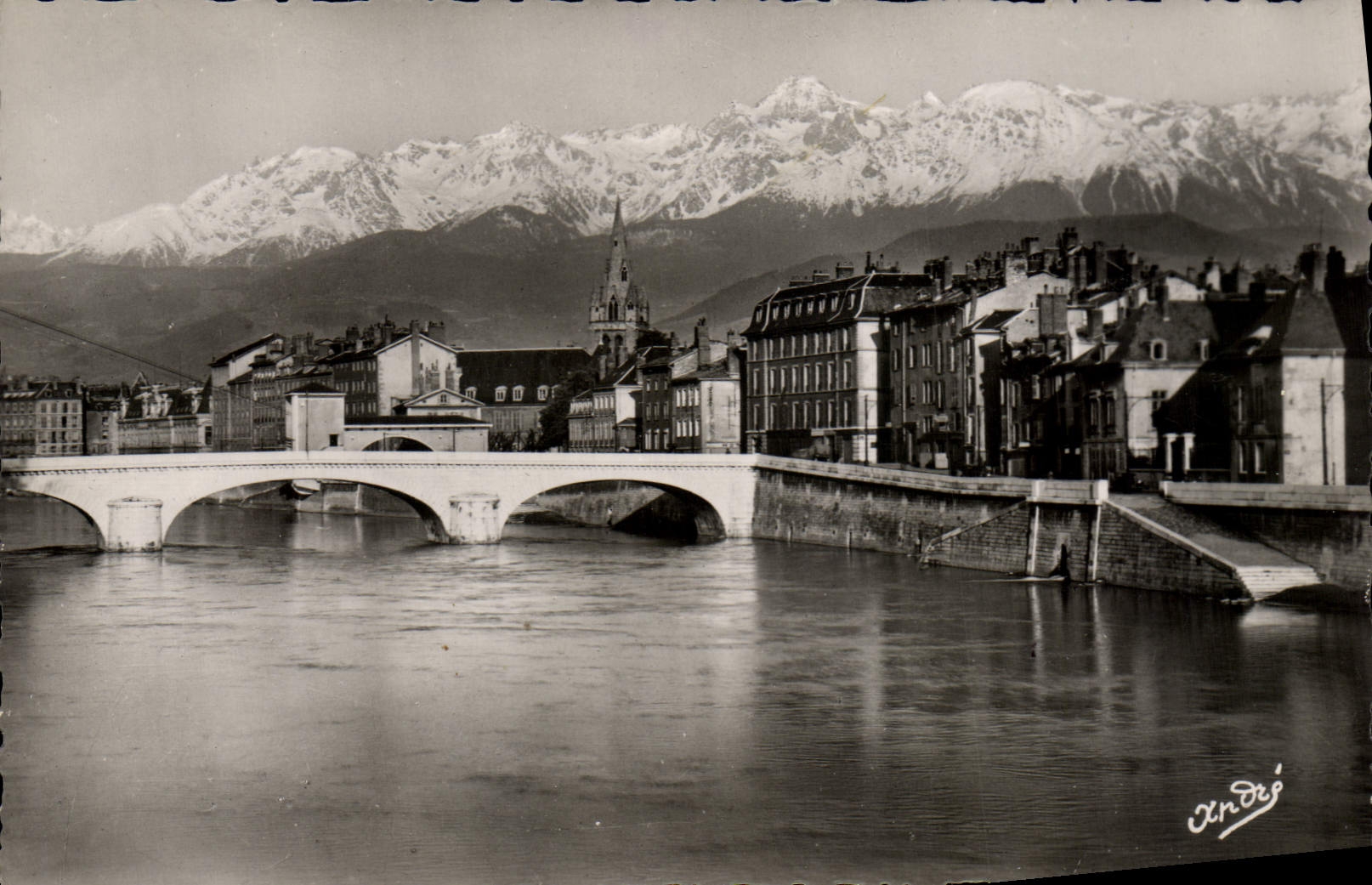 CPM Ghenoble Pont Marius Gontard et les Alpes