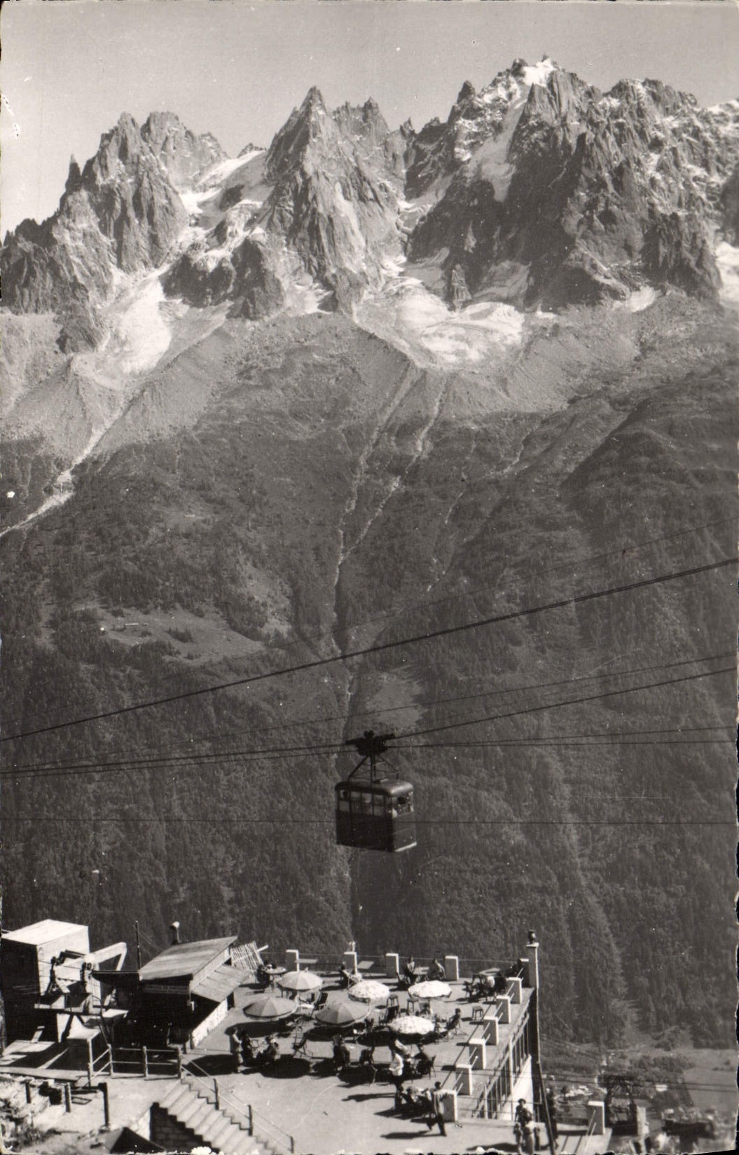POSTAL MODERNA Chamonix masivo de Mont Blanc Teleferic