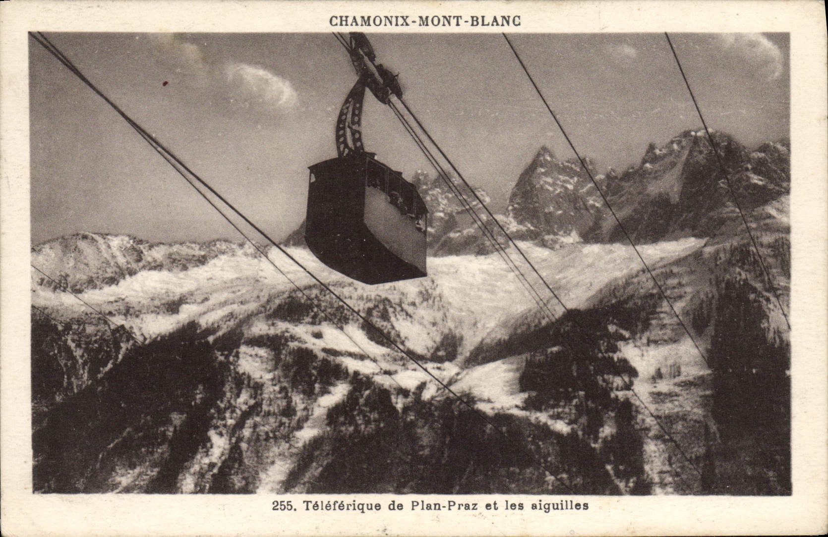 POSTAL Chamonix Mont Blanc Teleferic de la VENDIMIA del plan Praz y de agujas
