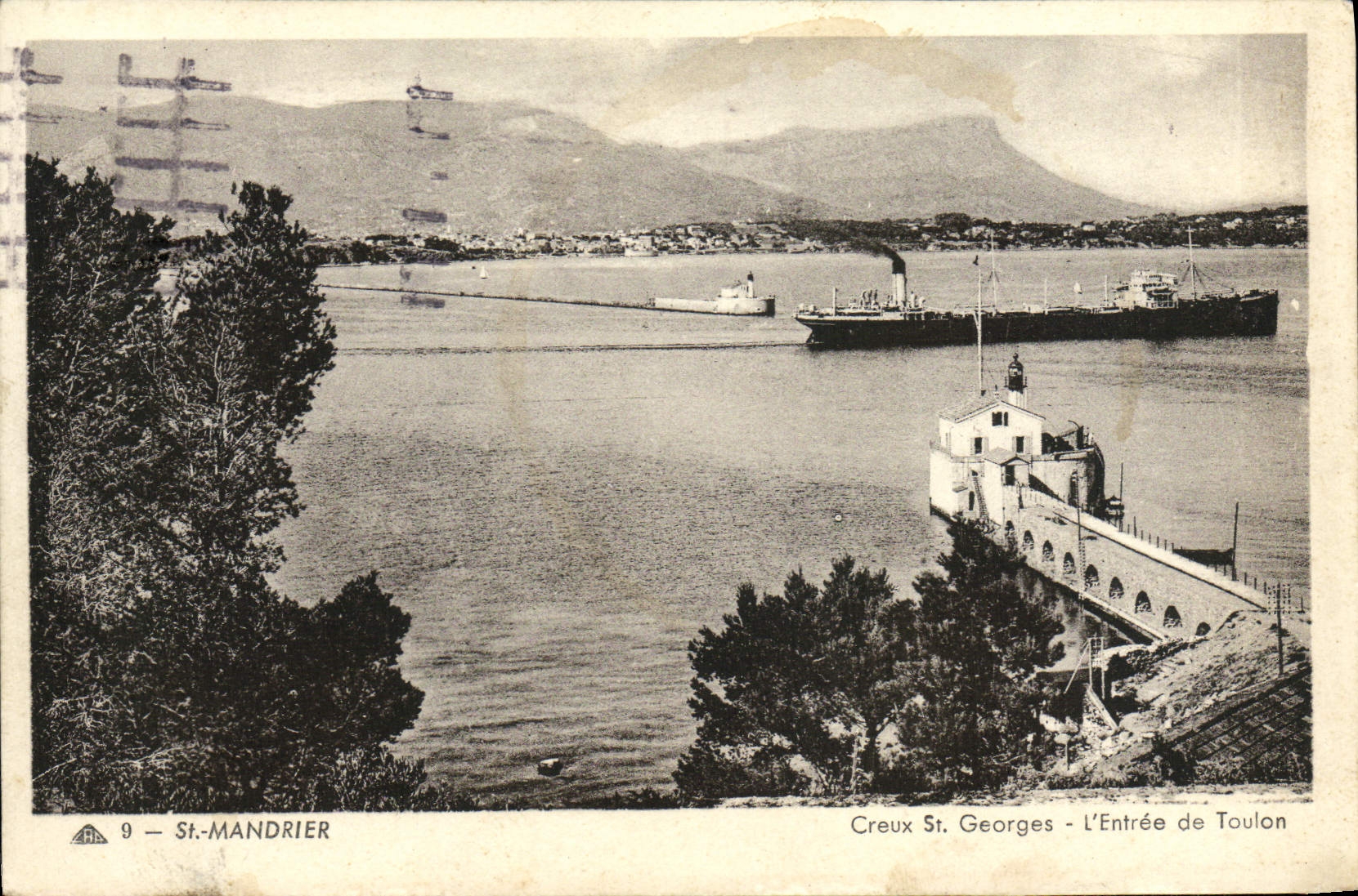 VINTAGE POSTCARD St Hollow Mandrier St Georges the Entry Of Toulon Boat
