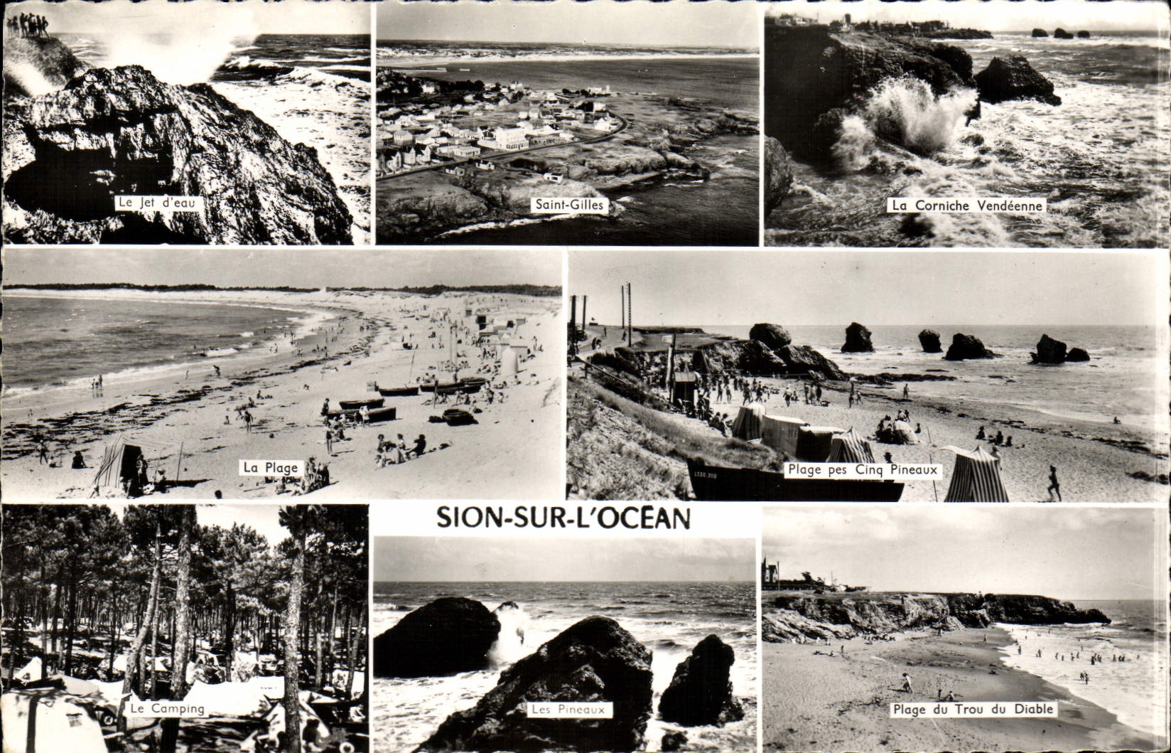 MODERN CARD Sion On the ocean the Holy water jet Gilles the Vendean cornice the beach