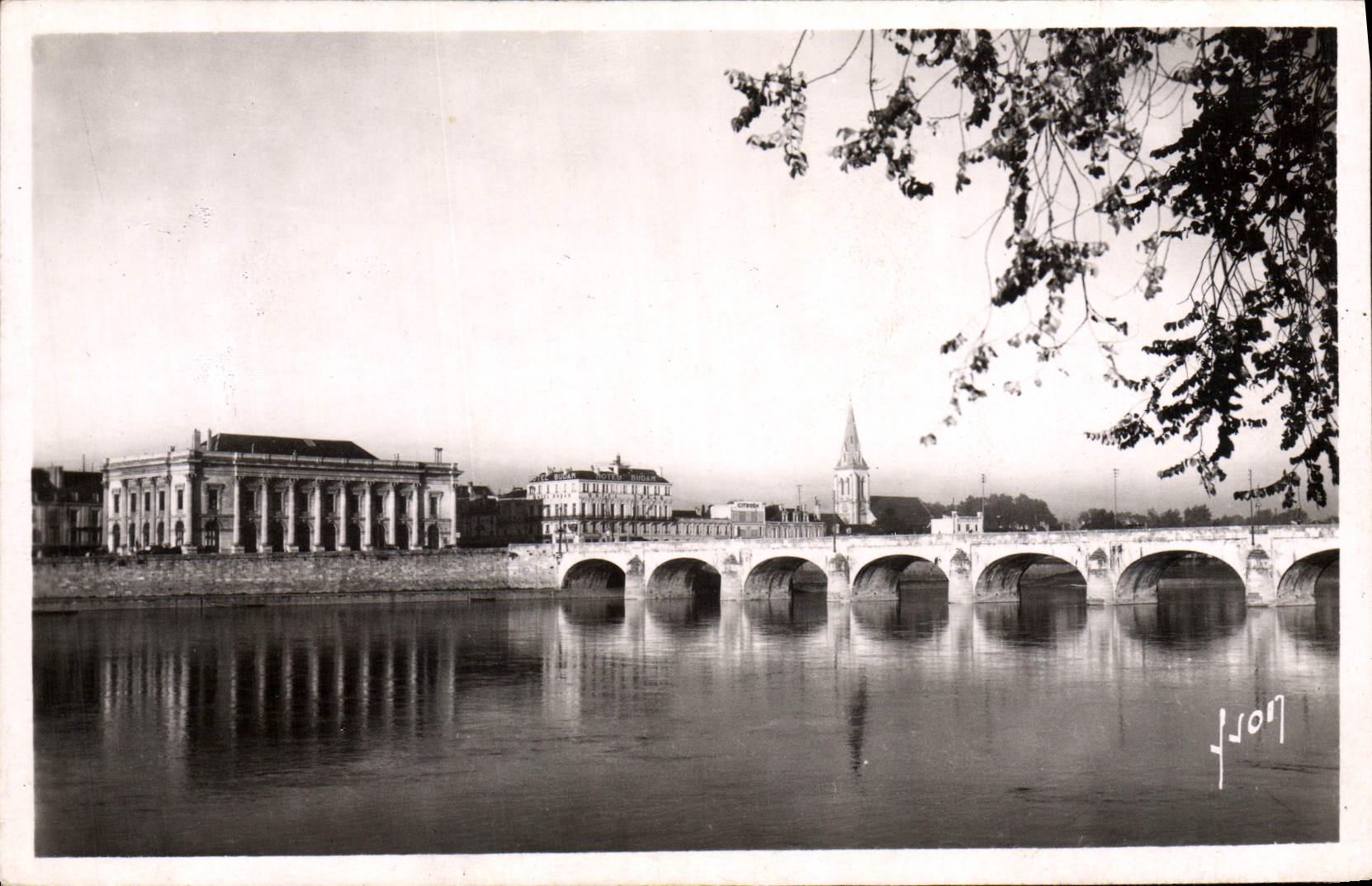 VINTAGE POSTCARD Saumur the Loire the Cessart Bridge And the Theater