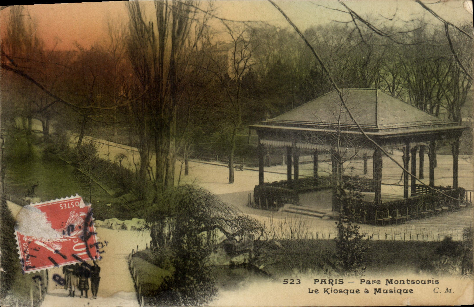 VINTAGE POSTCARD Paris Pars Montsouris the bandstand