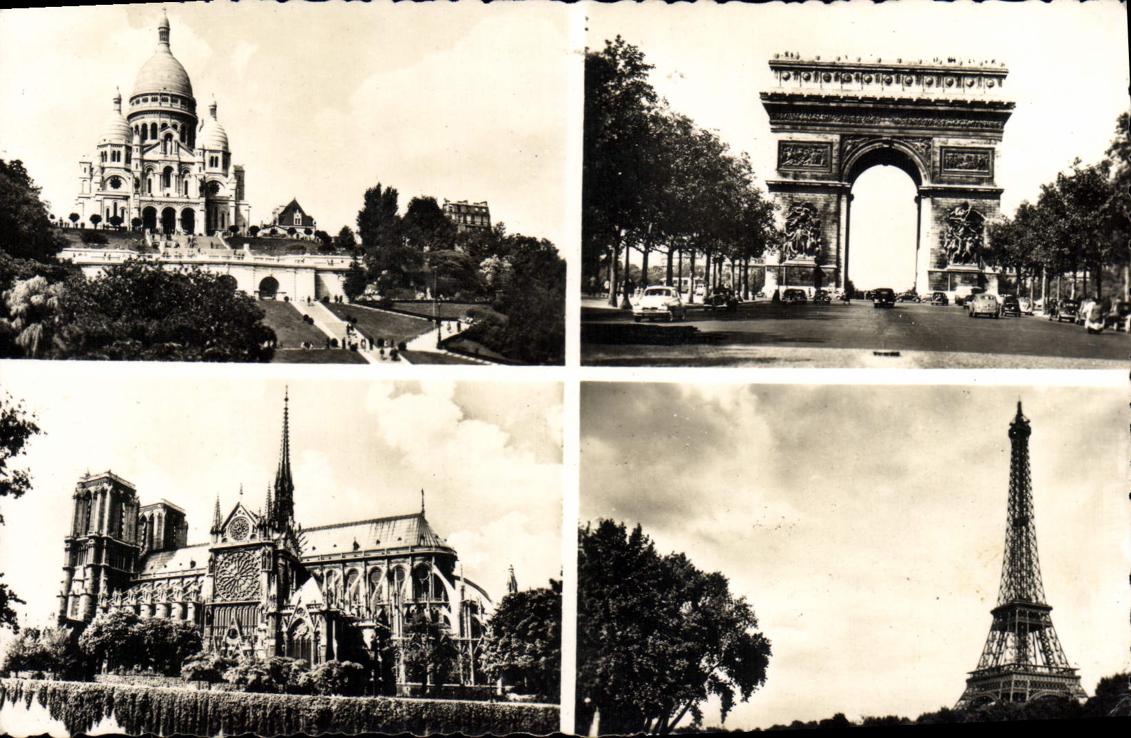 POSTAL MODERNA basílica de París de la consagración Heart De Montmarts Arc de Triomphe la torre Eiffel