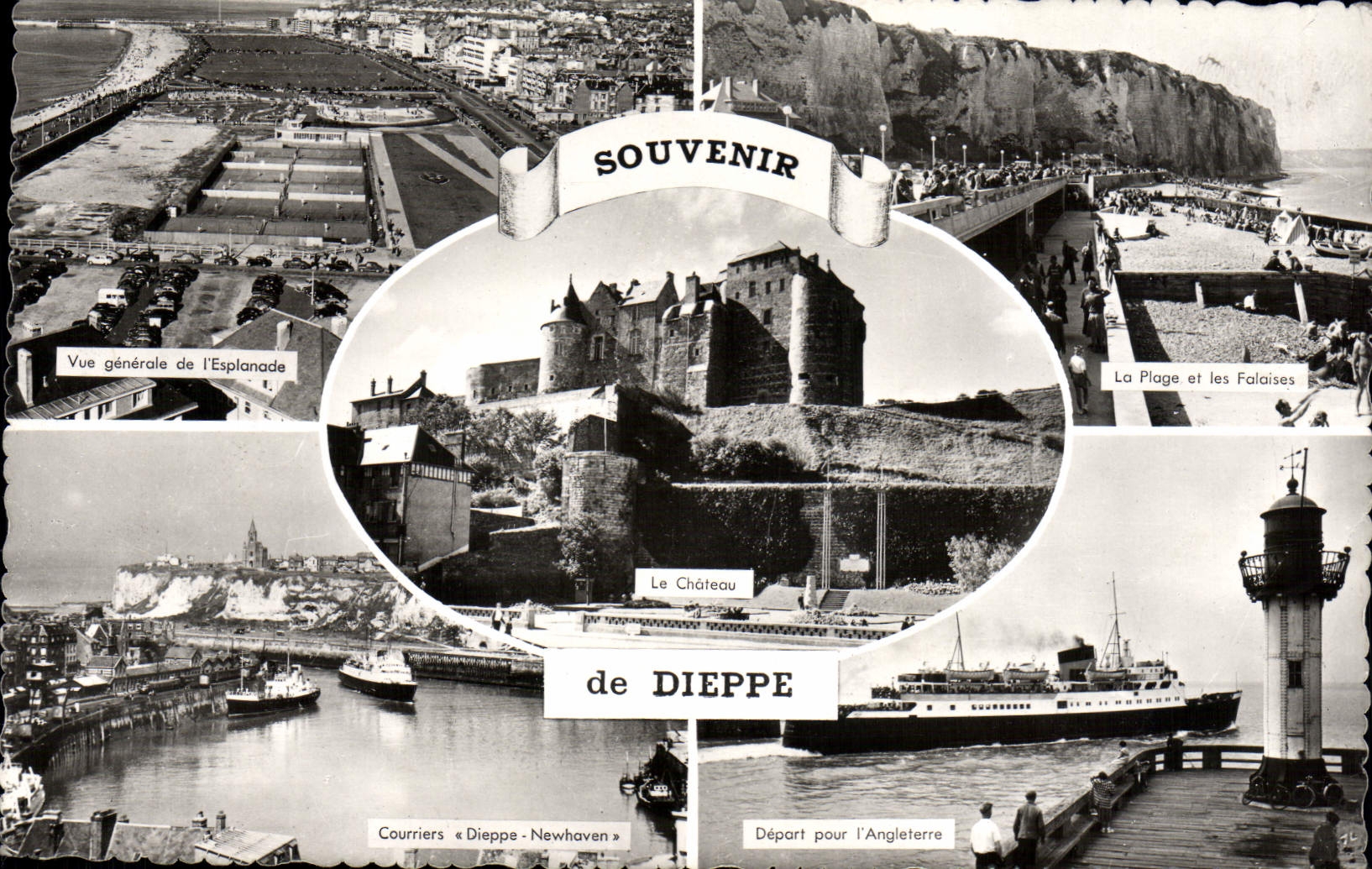 POSTAL MODERNA para recordar a De Dieppe View de la explanada la playa y los acantilados envía Dieppe New Haven