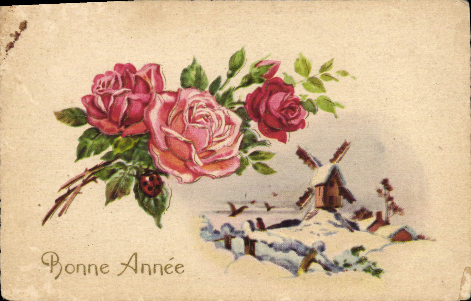 CPA Bonne Annee Fleurs 