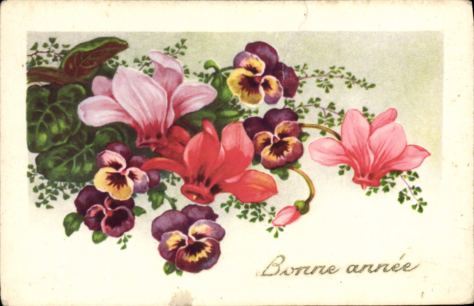 CPA Bonne Annee Fleurs