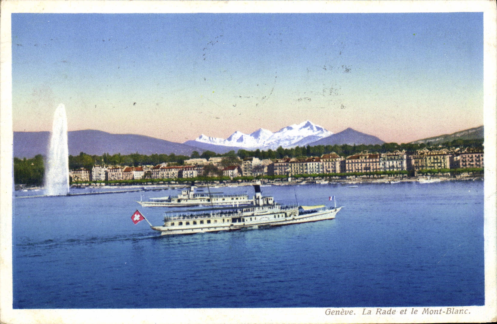 VINTAGE POSTCARD Geneva Roads And Mont Blanc Boat