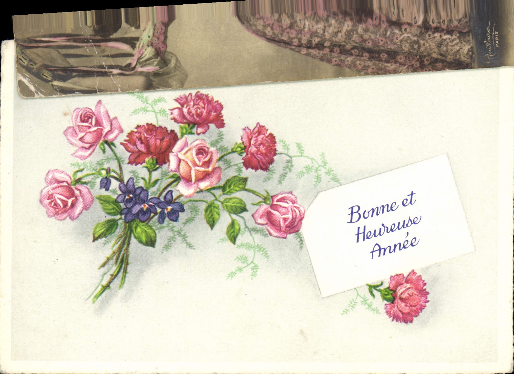 CPA Bonne et Heureuse Annee Fleurs