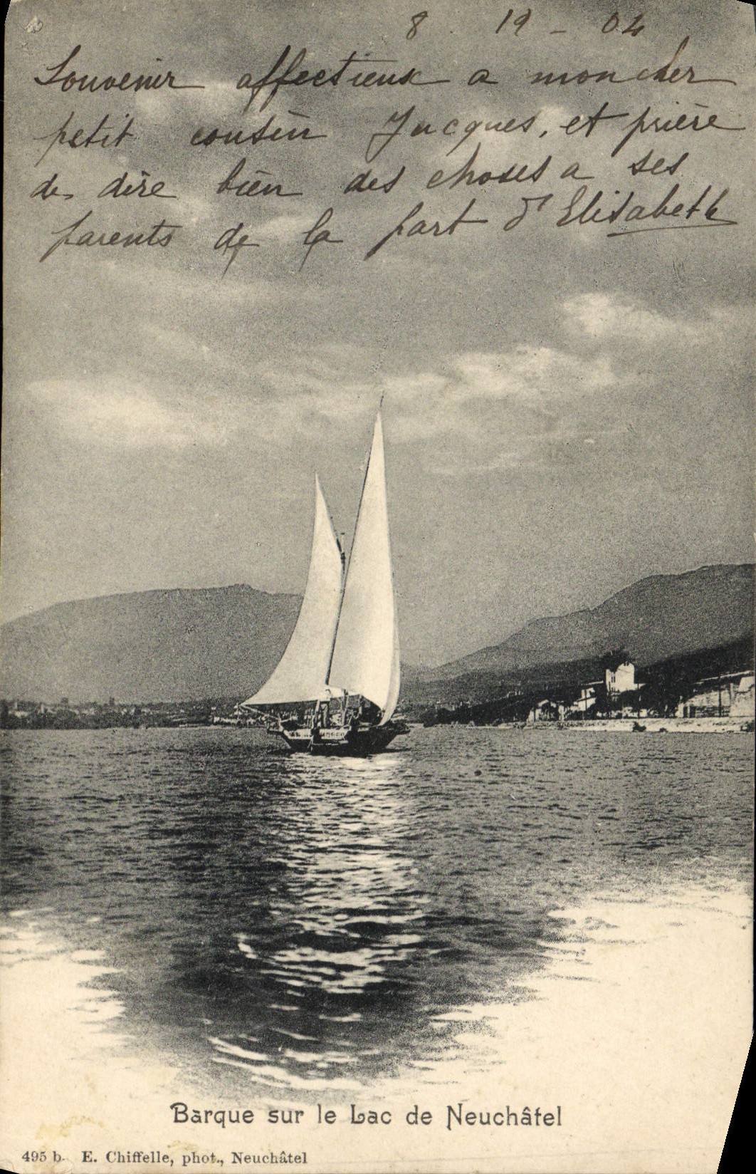 CPA Barque Sur le Lac De Neuchatel Bateau
