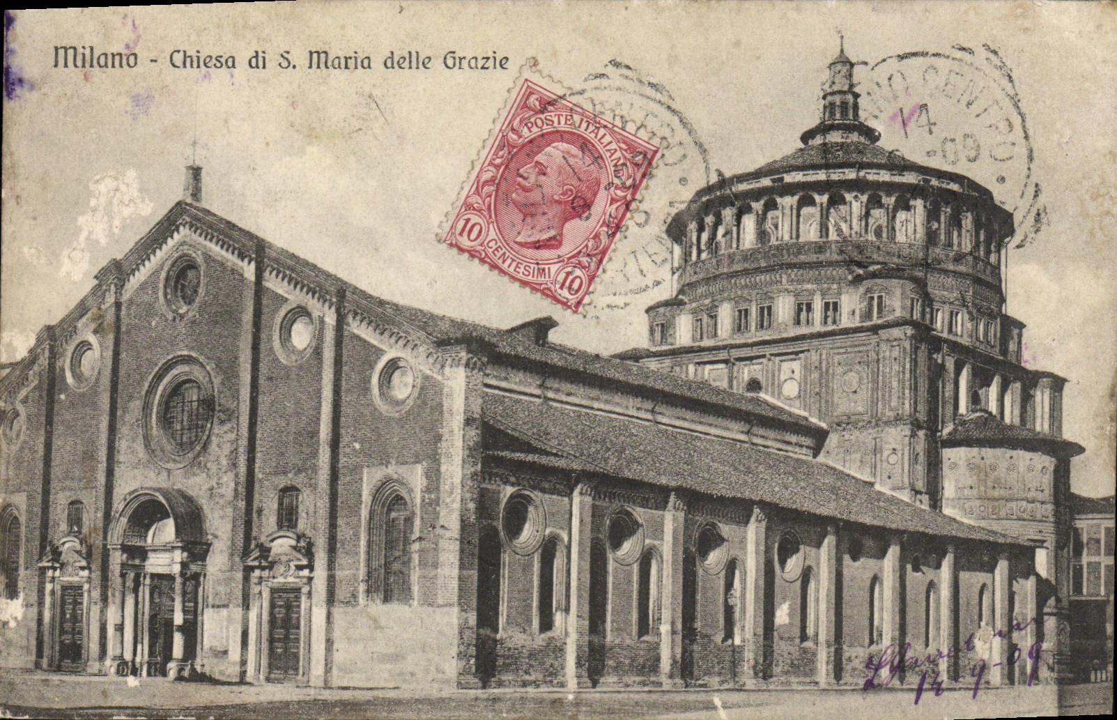 VINTAGE POSTCARD Milano Chiesa di Maria Delle Grazie