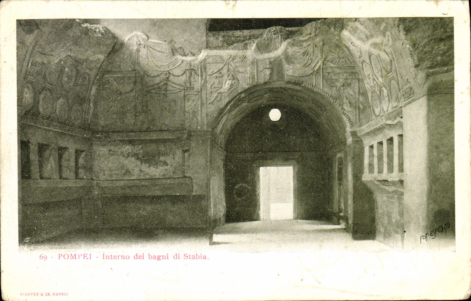 VINTAGE POSTCARD Pompei Interno dei Bagui di Stabia