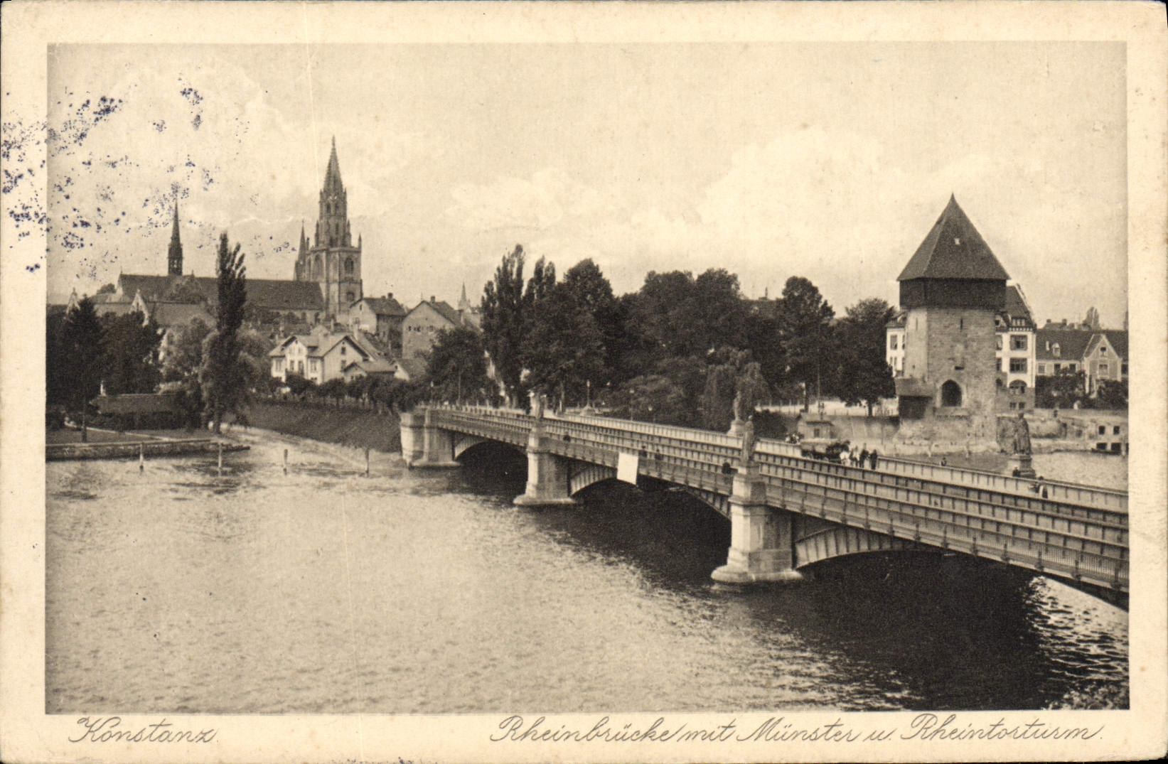 VINTAGE POSTCARD Konstanz Rheinbrucke Munster