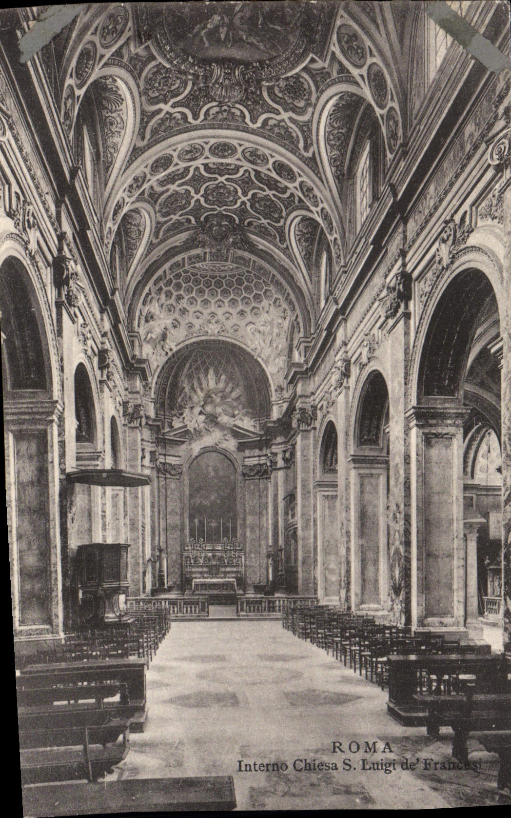 POSTAL Roma Interno Chiesa Luis de Francesi de la VENDIMIA