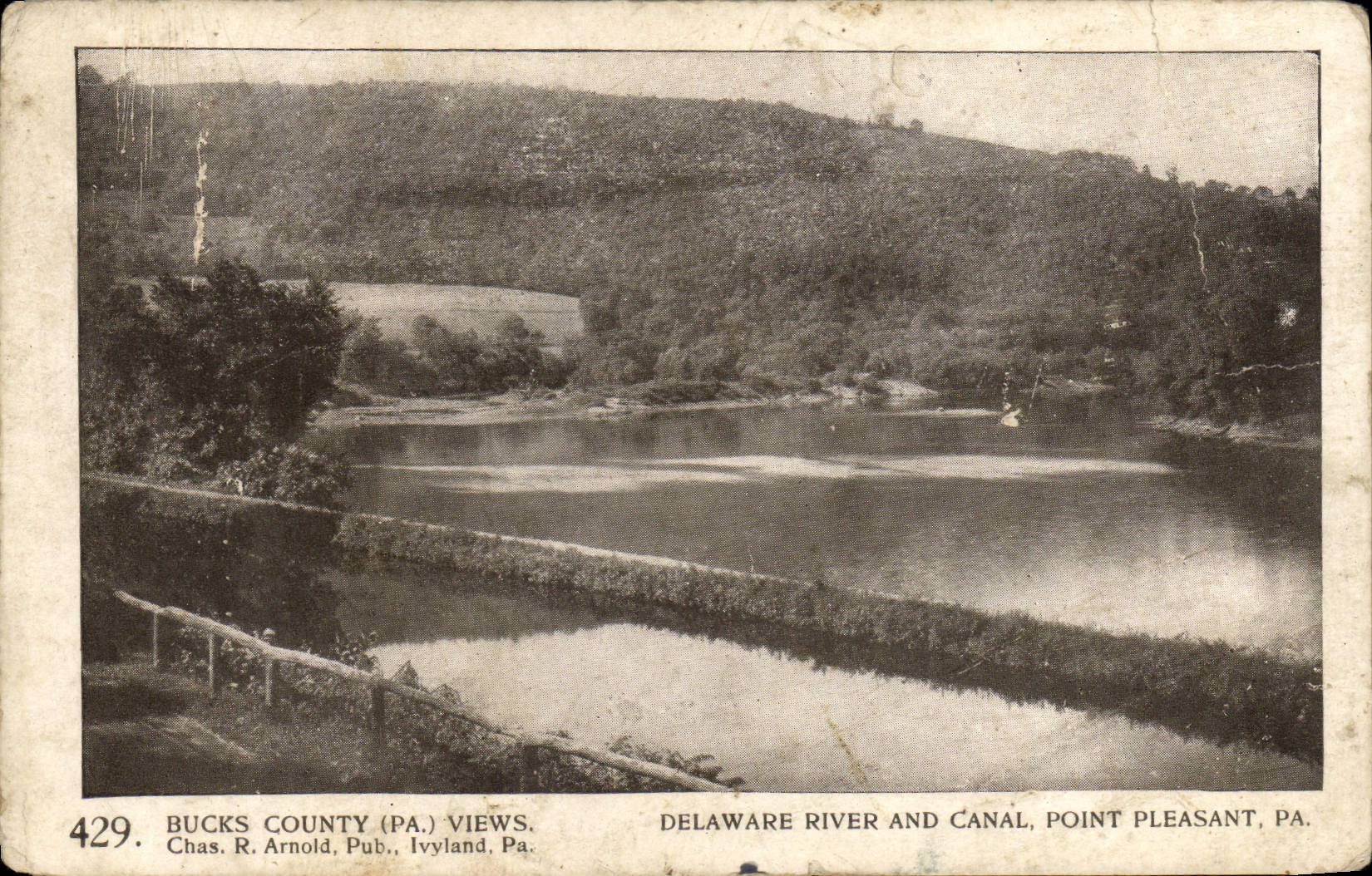 VINTAGE POSTCARD Bucks County Views Delware to rivet and canal Not Pleasant
