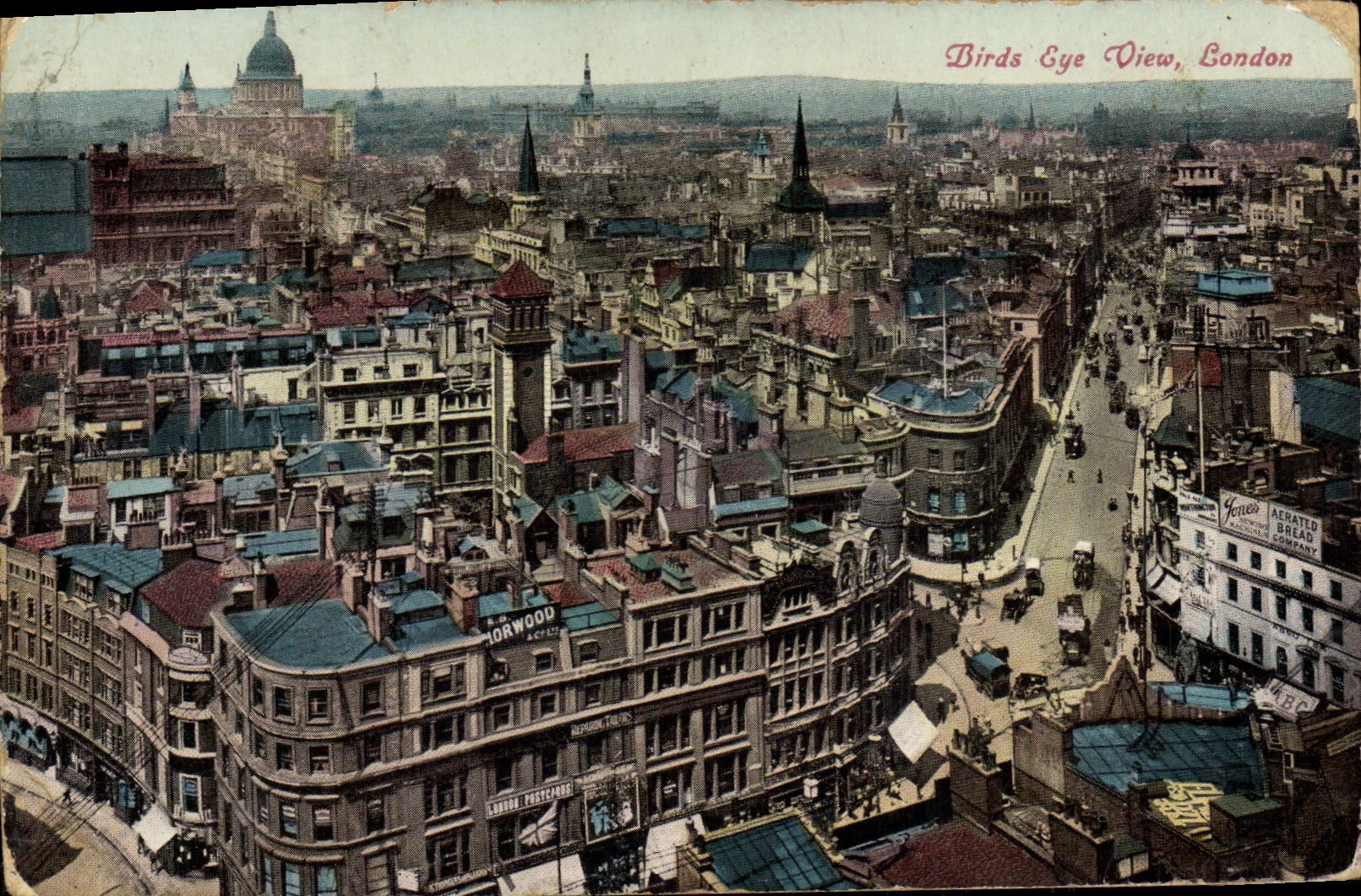 Opinión Londres de ojo de pájaros de la POSTAL de la VENDIMIA