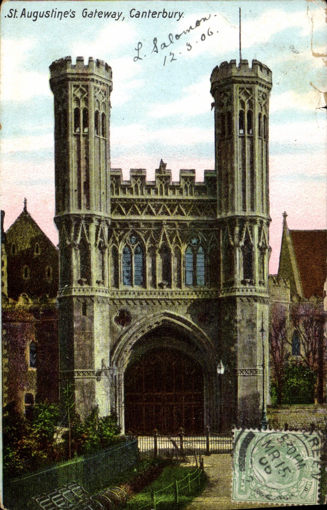 Entrada Cantorbery del St Augustines de la POSTAL de la VENDIMIA