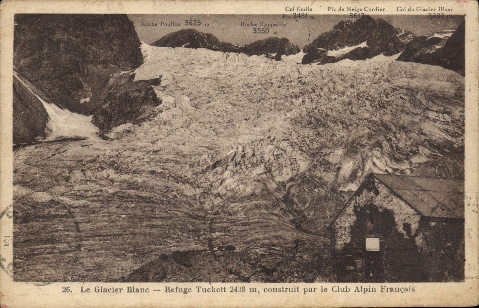 CPA Le glacier blanc Refuge Tuckett construit par le Club Alpin Francais