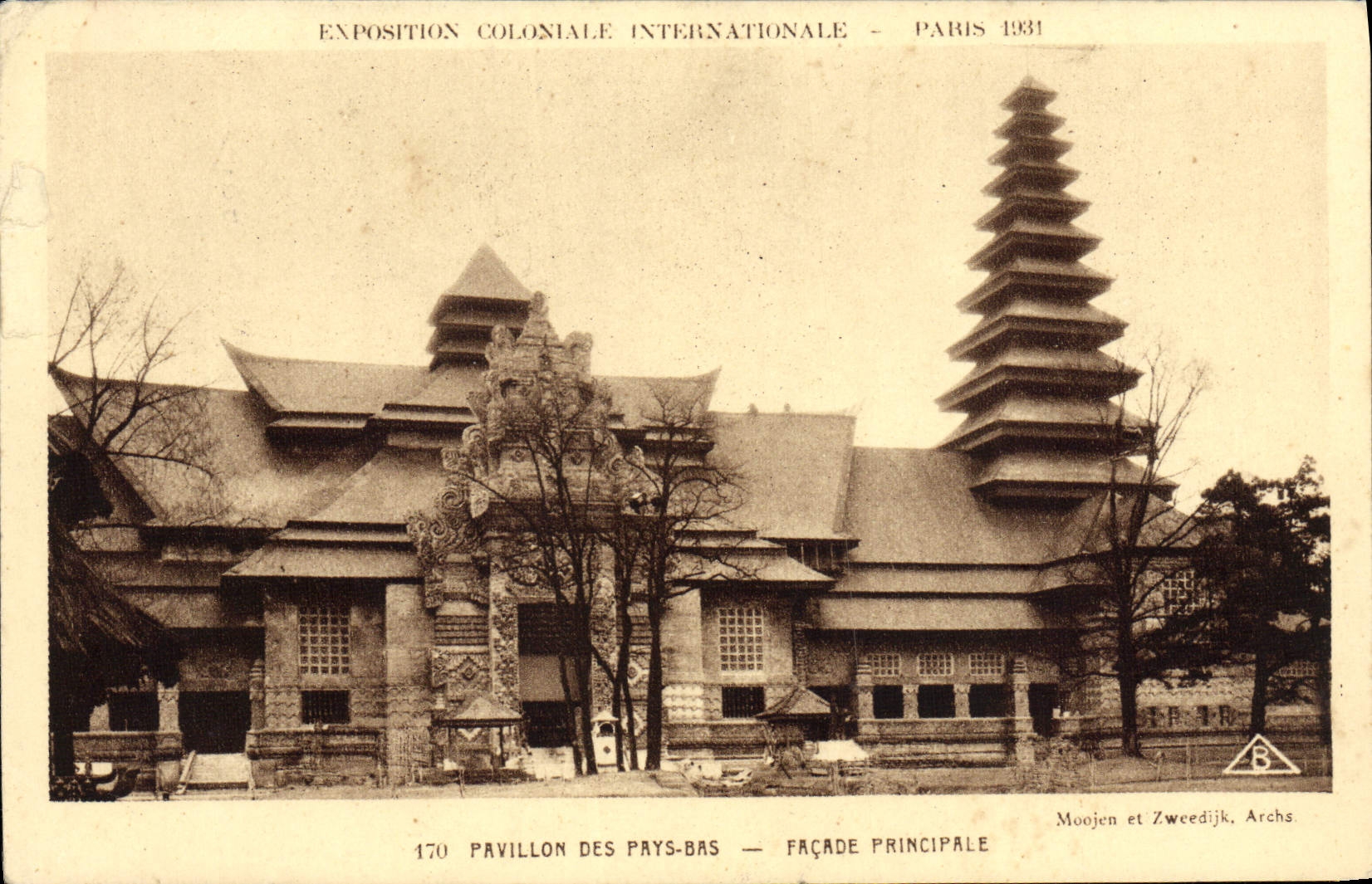 VINTAGE POSTCARD Exposion Colonial International Paris 1931 House of the Netherlands principal Frontage