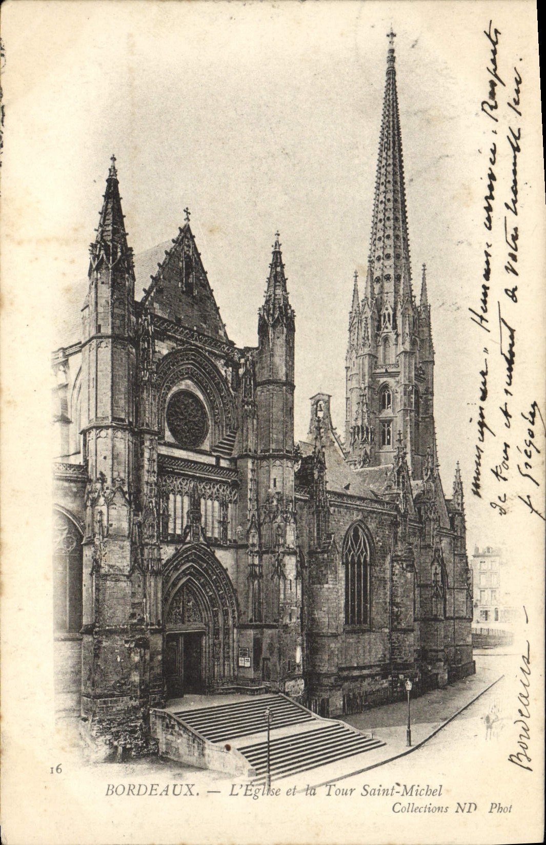 CPA Bordeaux L'Eglise et la Tour Saint Michel 