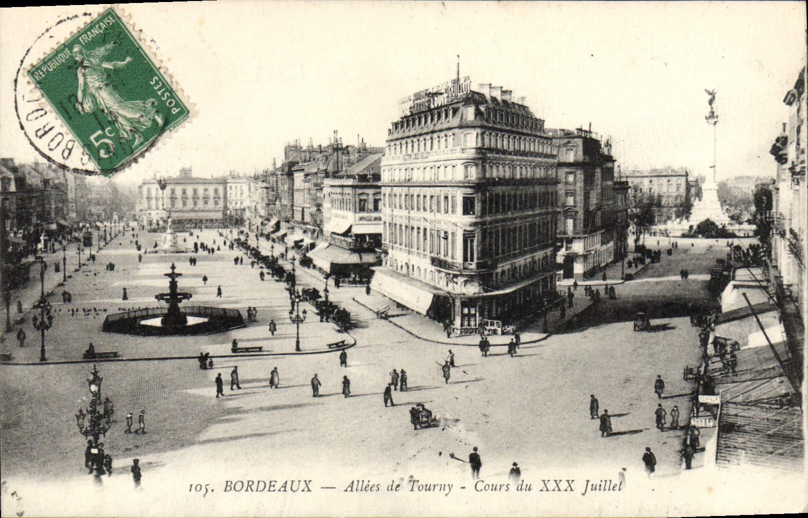 VINTAGE POSTCARD Bordeaux Alleys of Tourny Course of July XXX