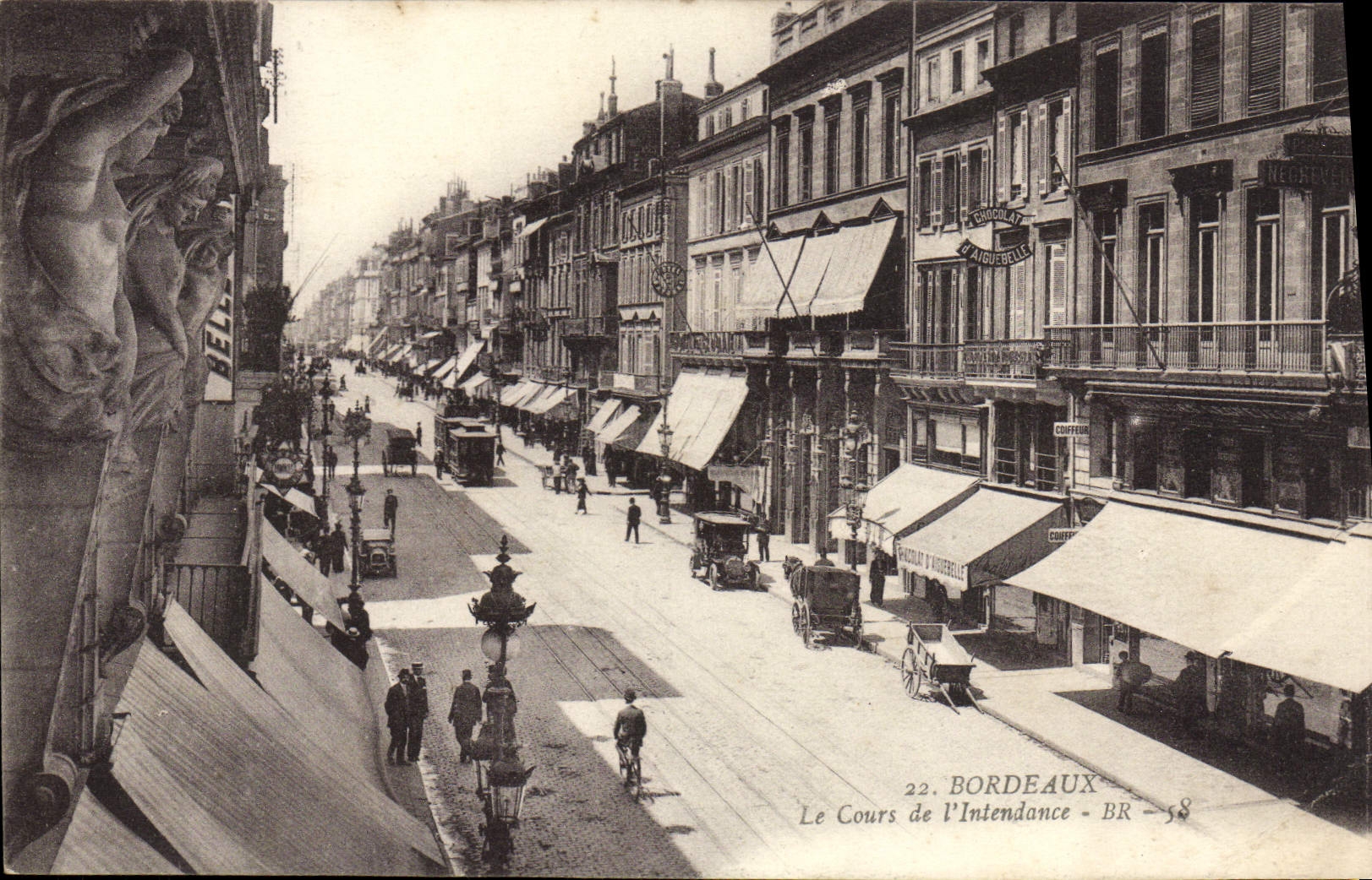VINTAGE POSTCARD Bordeaux the Course of the Intendance Tram