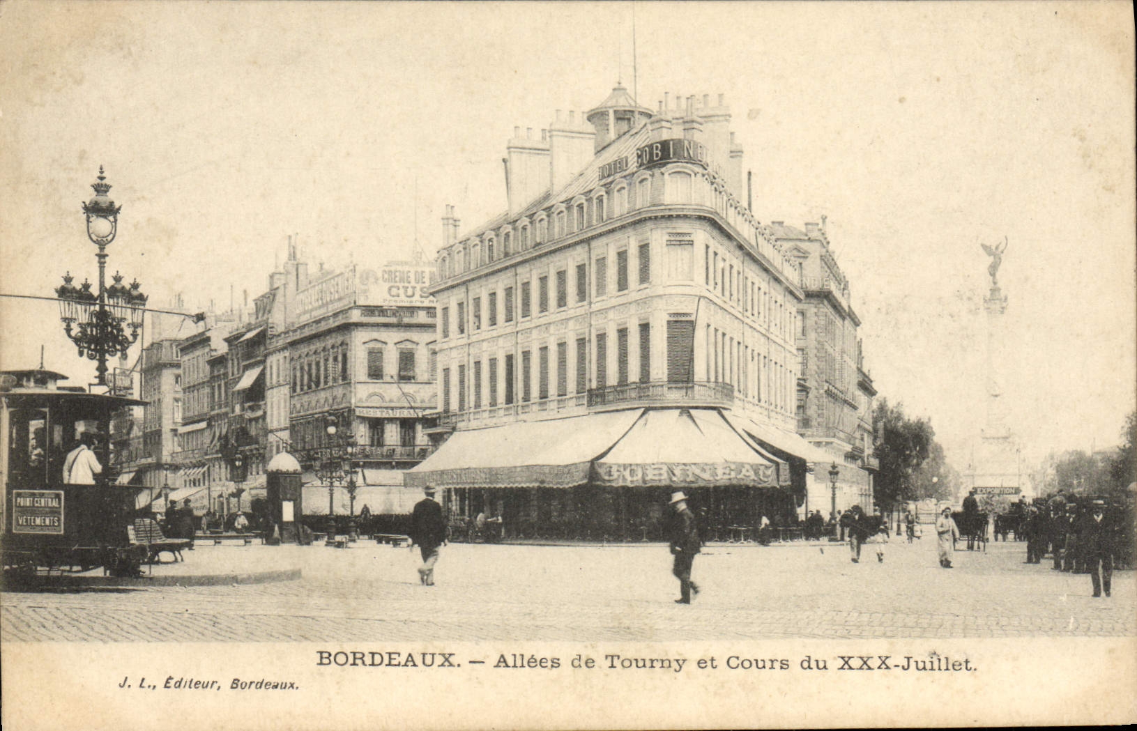 VINTAGE POSTCARD Bordeaux Gone of Tourny and Cours of Tram July XXX