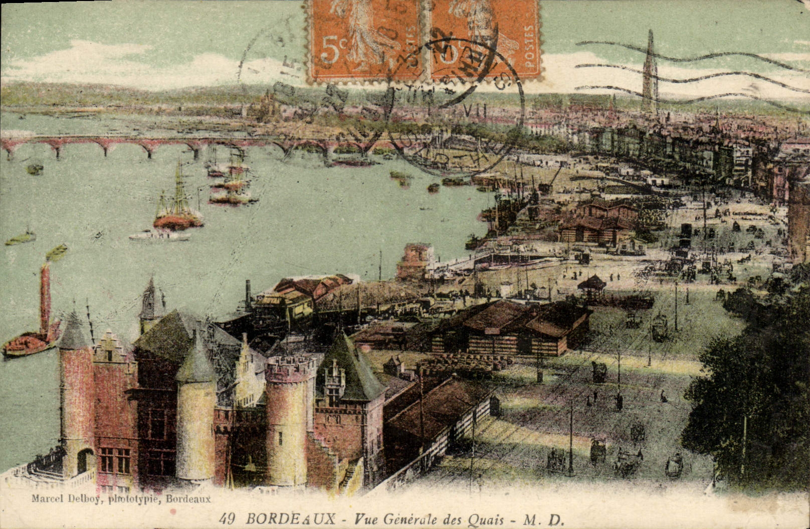 VINTAGE POSTCARD Bordeaux View of the Quays
