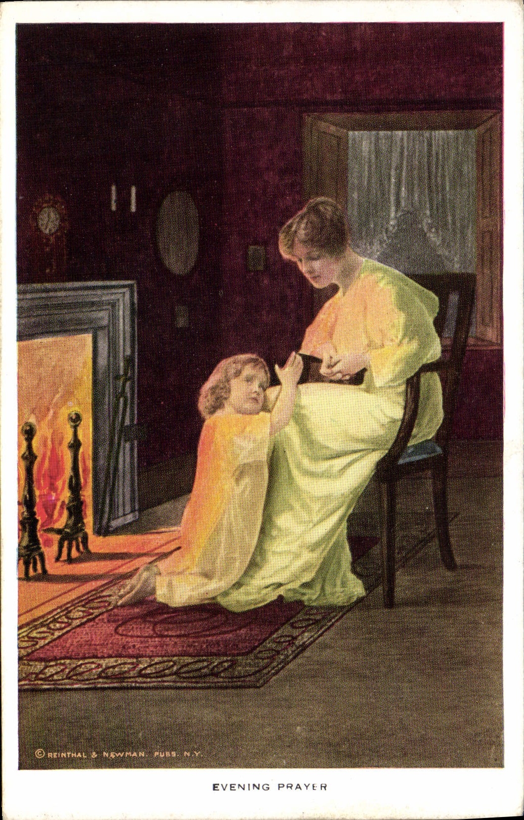 VINTAGE POSTCARD Evening Prayer