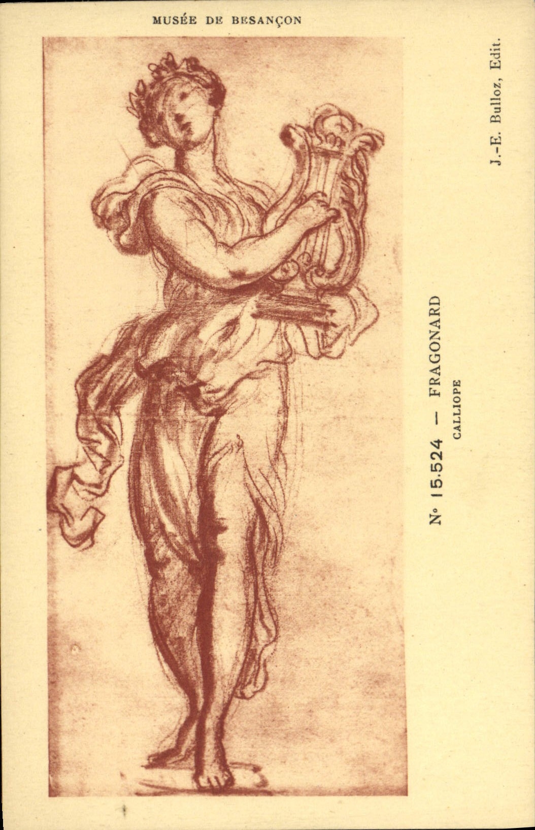 VINTAGE POSTCARD Museum of Besancon Fragonard Calliope