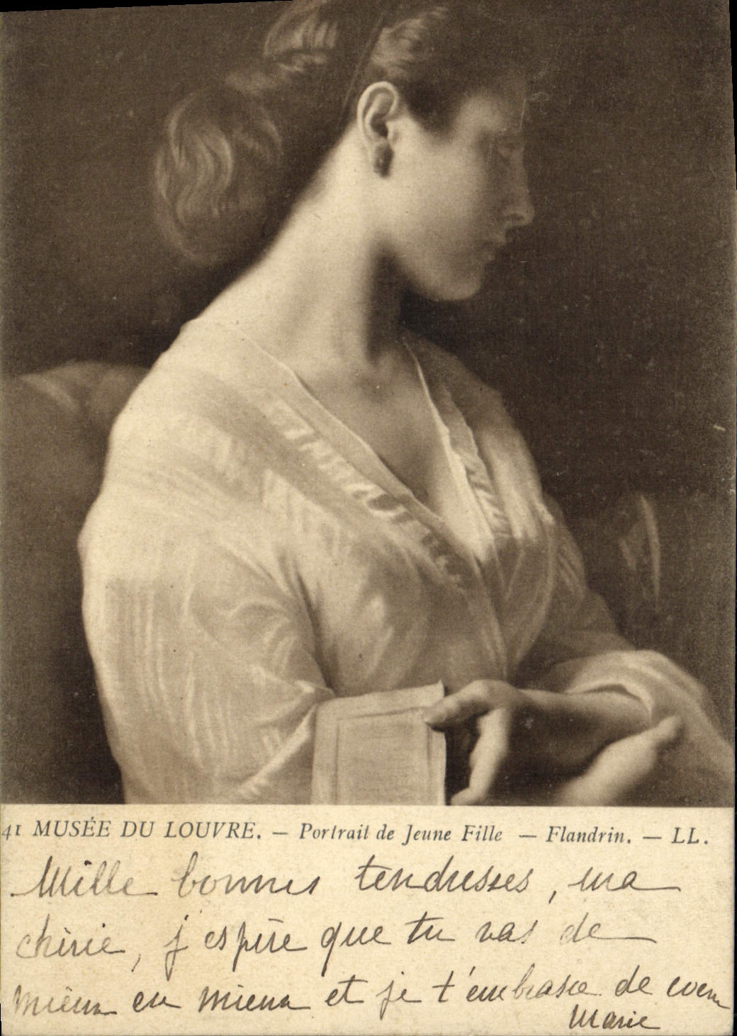 VINTAGE POSTCARD Museum of Louvre Gate of Young girl Fleming