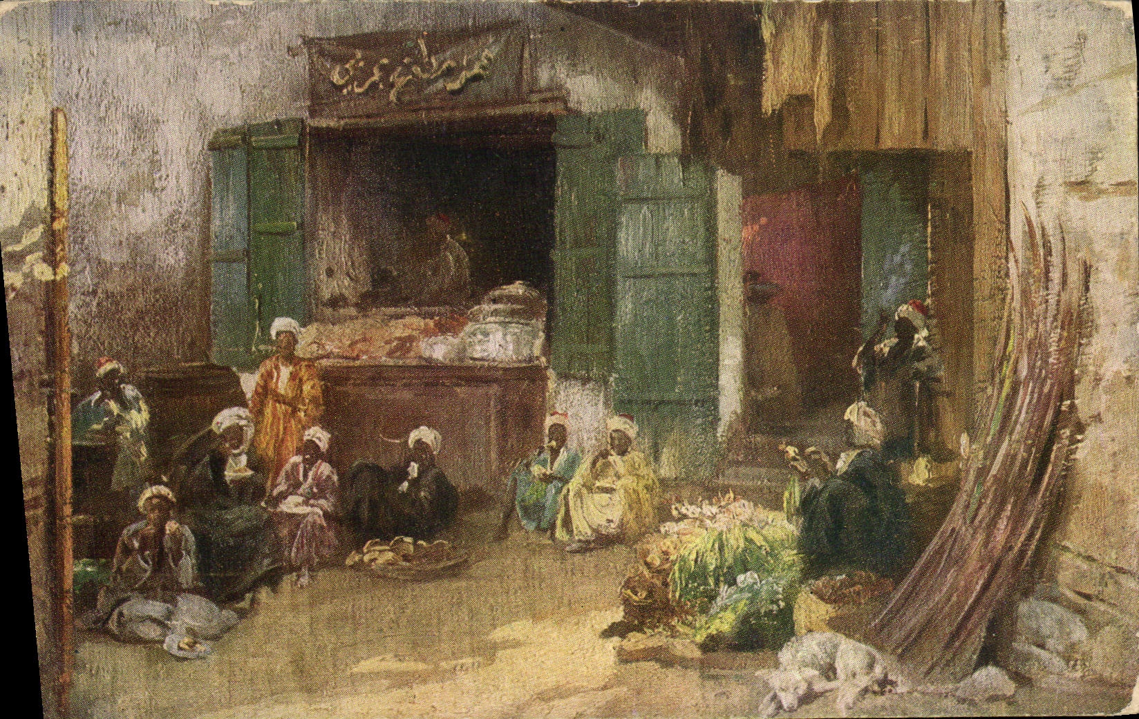 CPA C Wuttke Assuan Cuisine au bazar Egypt Egypte