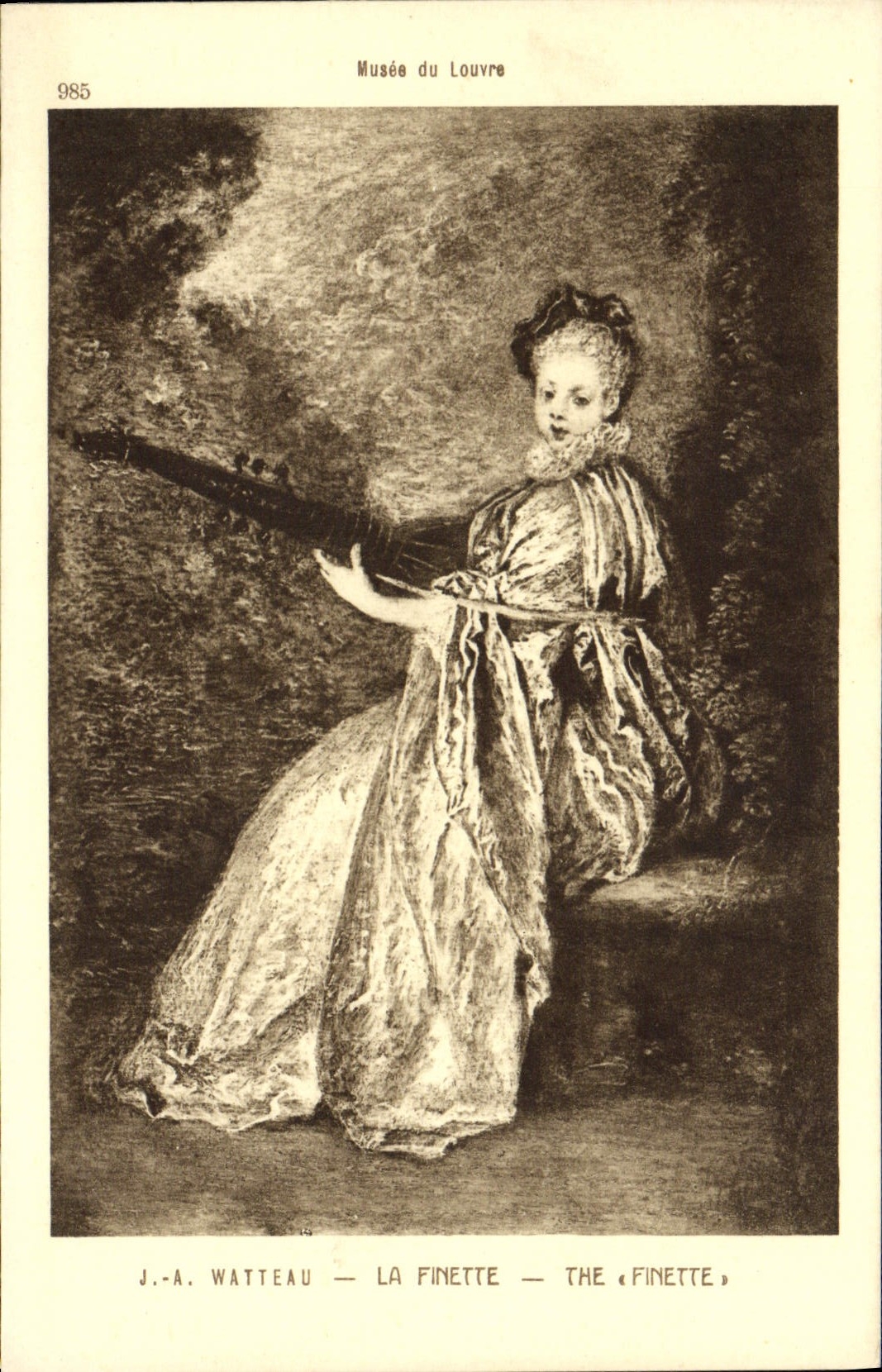 VINTAGE POSTCARD Musee of Louvre J has Watteau Finette