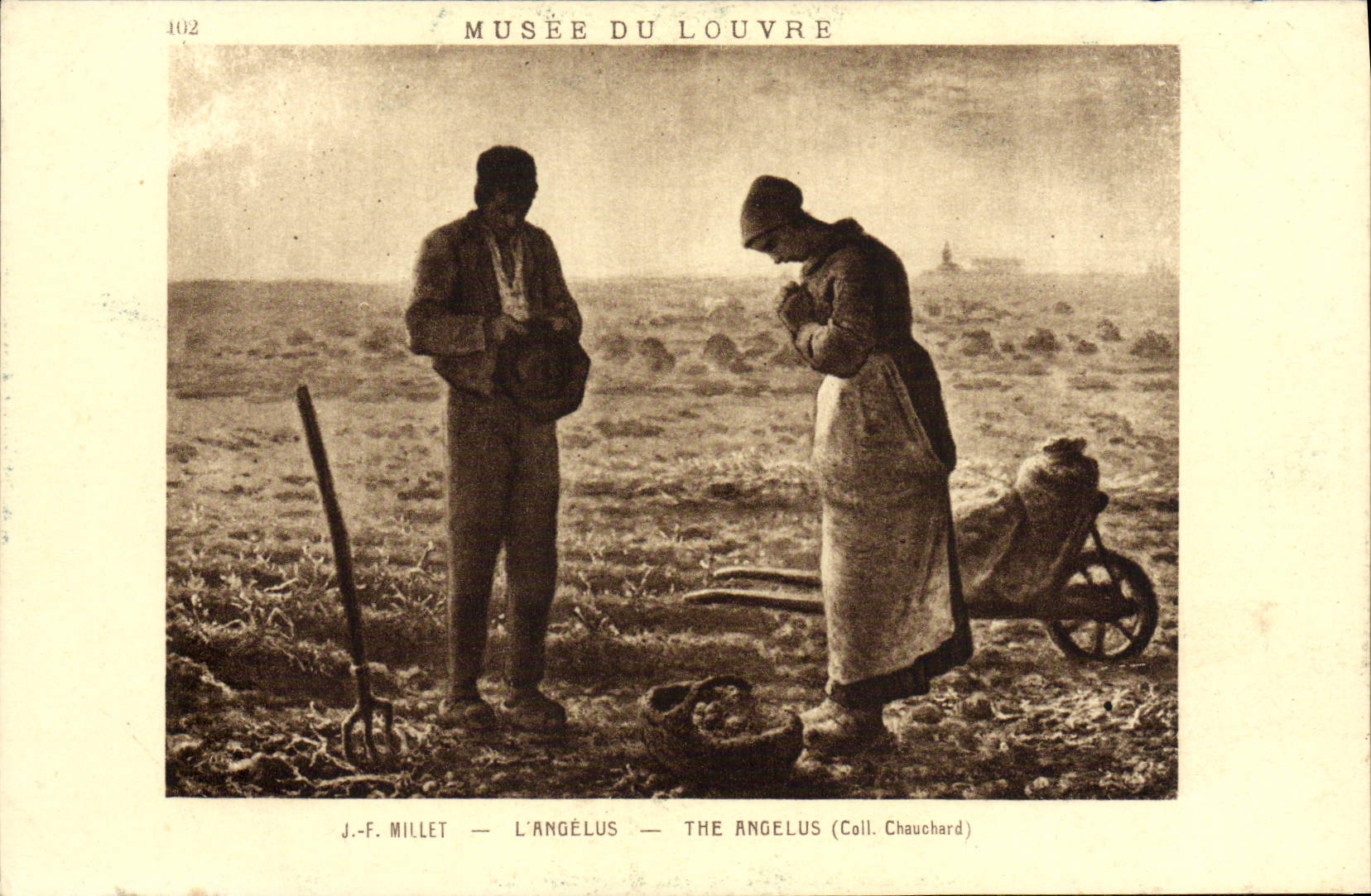 VINTAGE POSTCARD Museum of Louvre J F Millet the Angelus